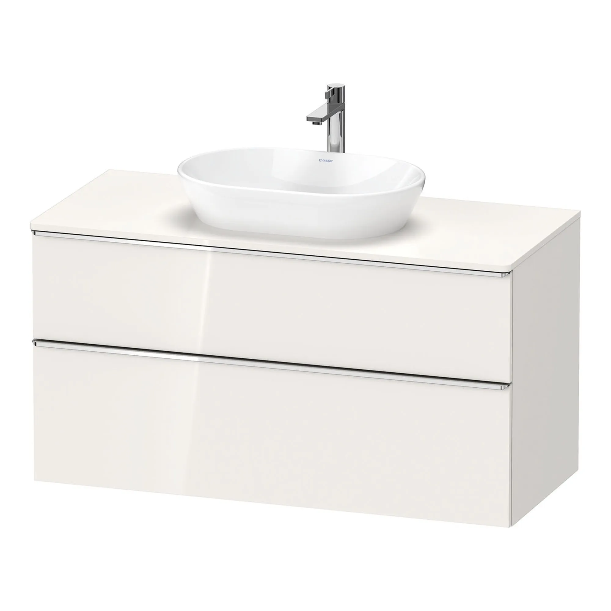 Duravit D-Neo Wall Mounted 2-Drawer Vanity Unit With Worktop - Gloss White