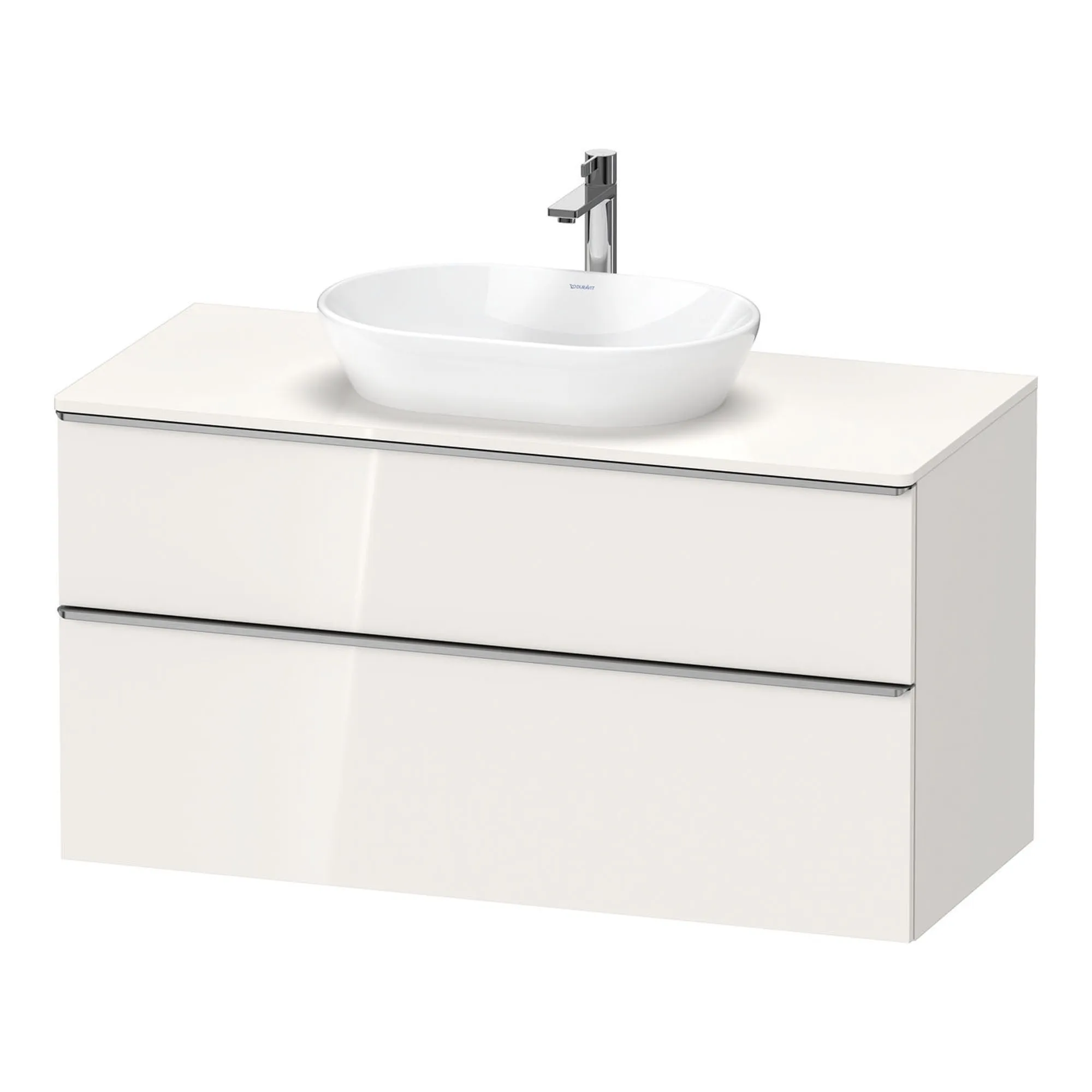 Duravit D-Neo Wall Mounted 2-Drawer Vanity Unit With Worktop - Gloss White