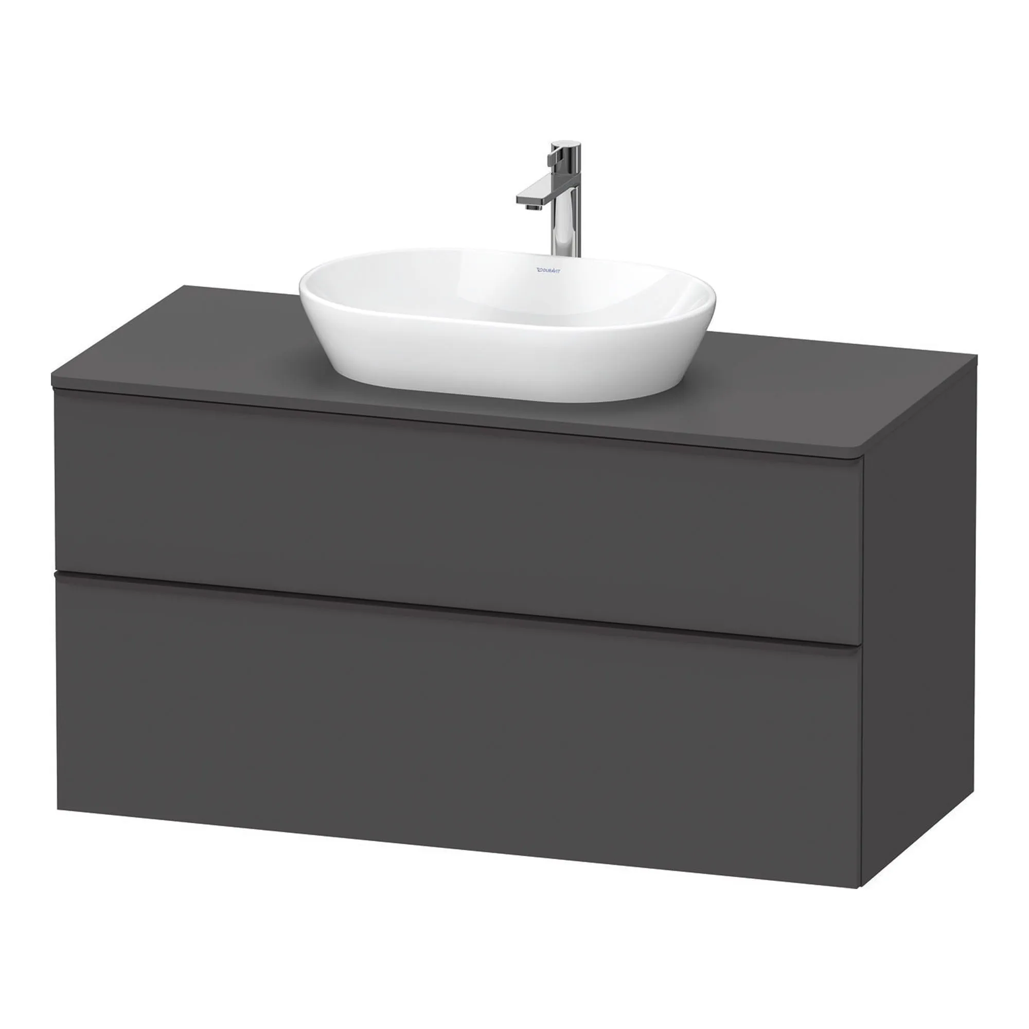Duravit D-Neo Wall Mounted 2-Drawer Vanity Unit With Worktop - Matt Graphite