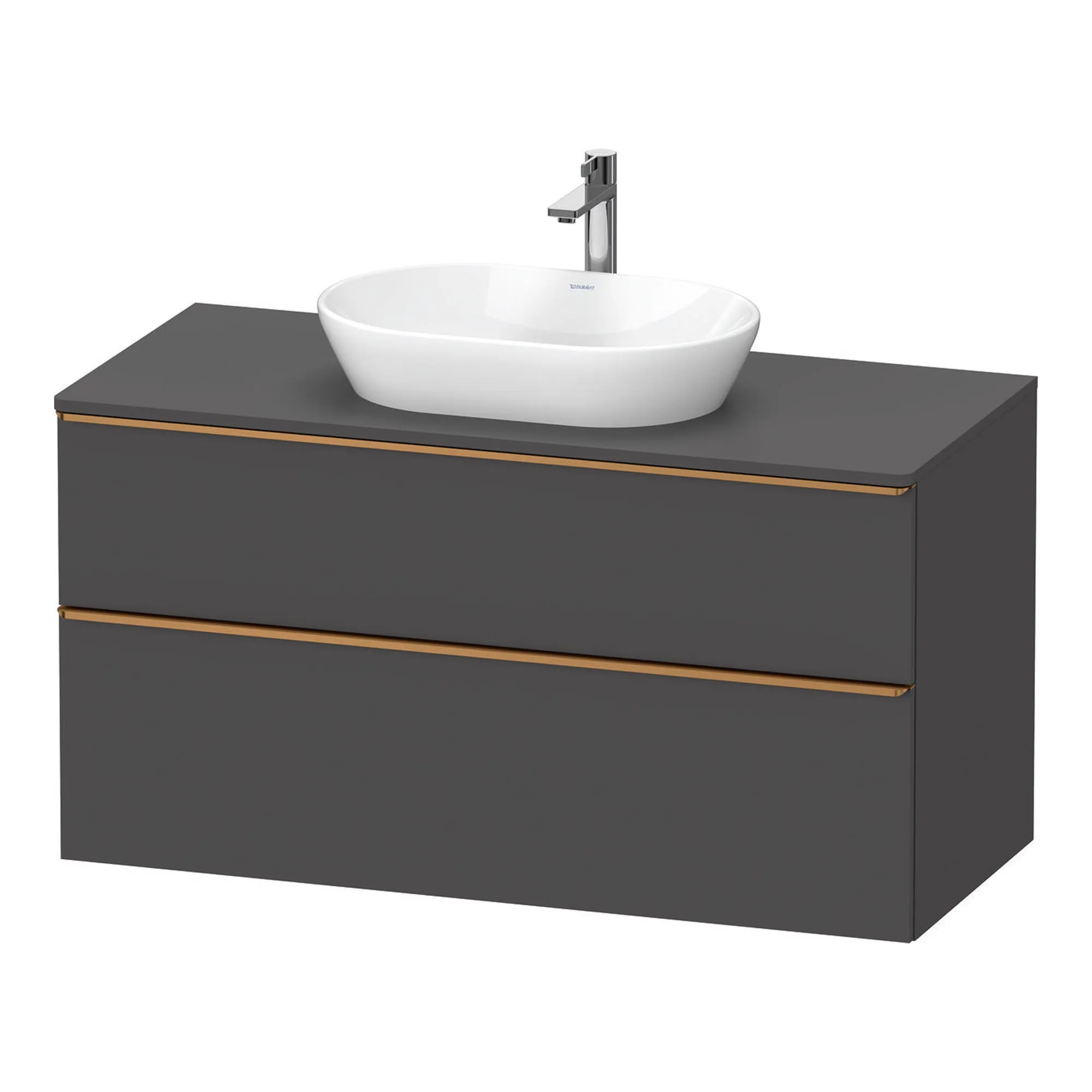 Duravit D-Neo Wall Mounted 2-Drawer Vanity Unit With Worktop - Matt Graphite