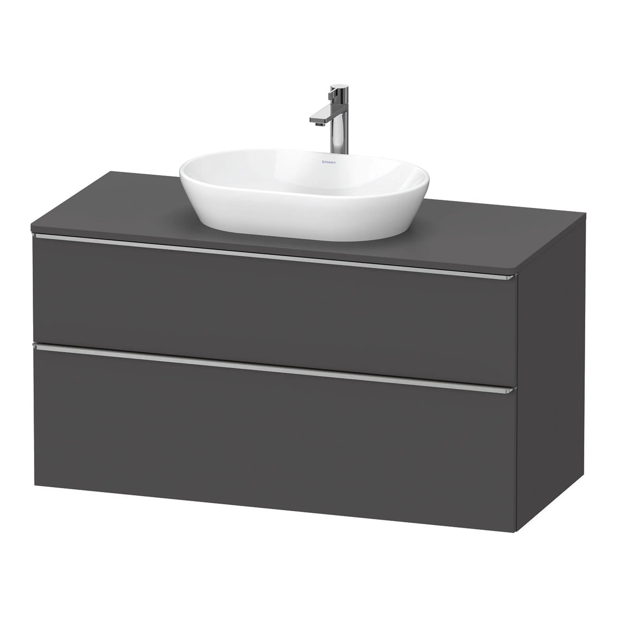 Duravit D-Neo Wall Mounted 2-Drawer Vanity Unit With Worktop - Matt Graphite