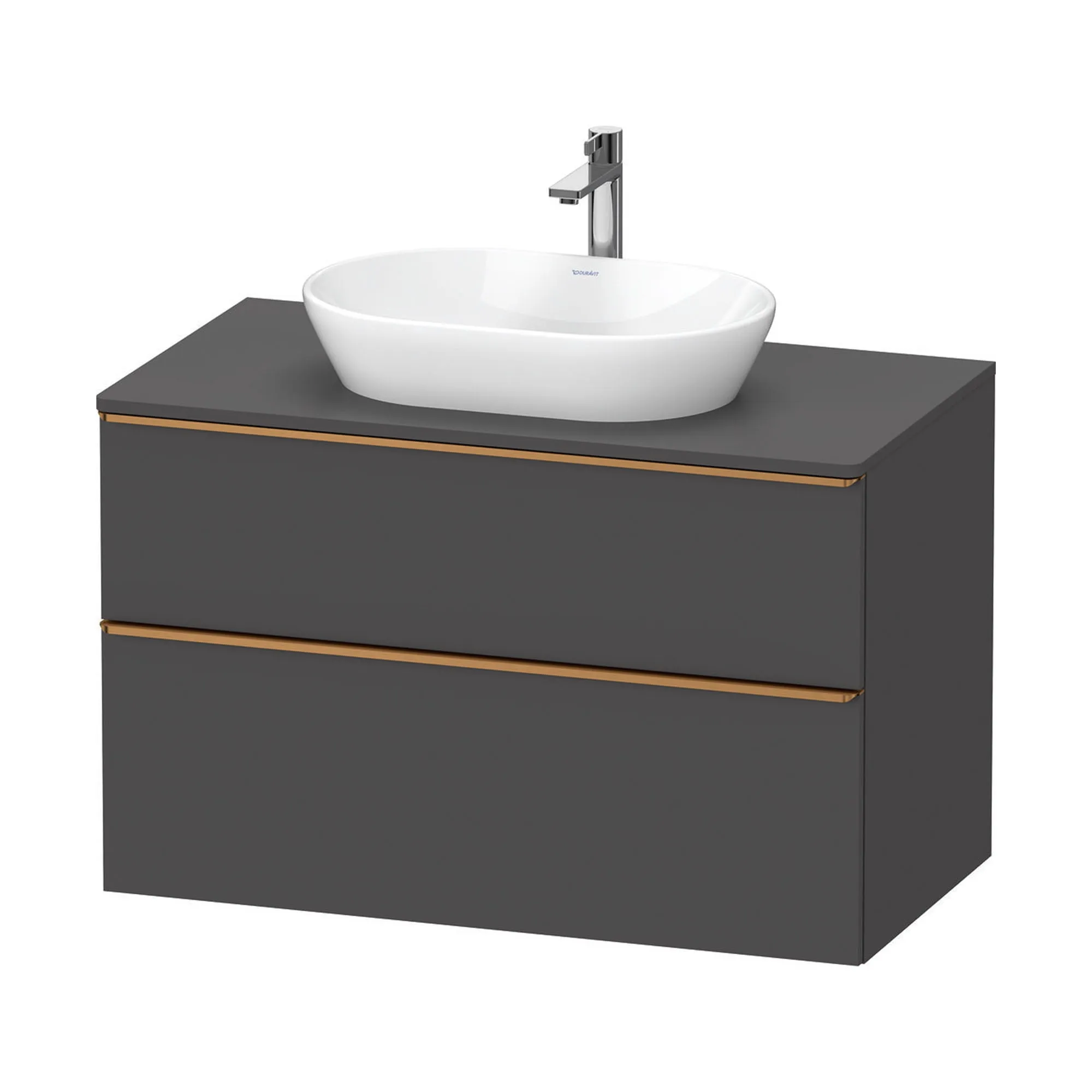 Duravit D-Neo Wall Mounted 2-Drawer Vanity Unit With Worktop - Matt Graphite