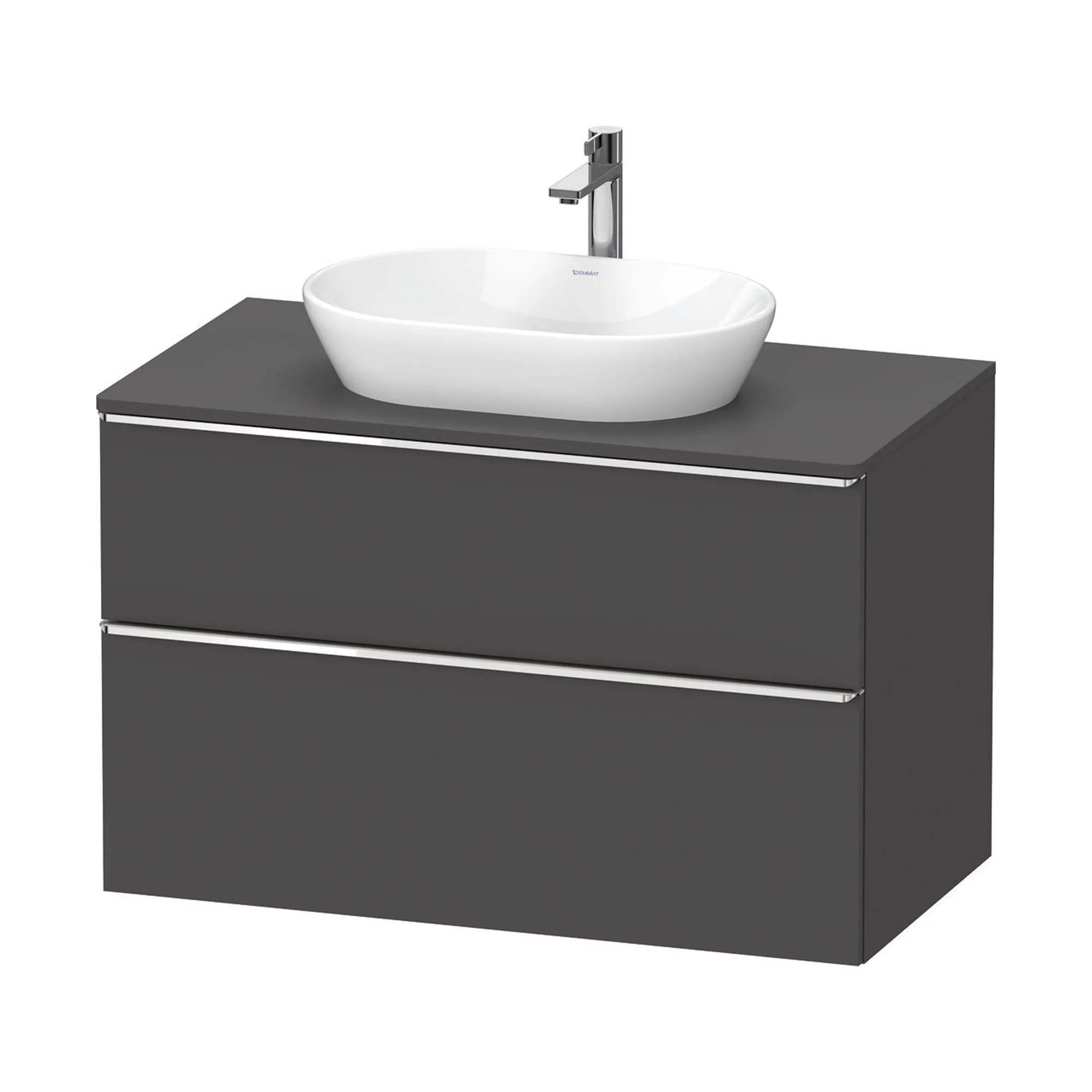 Duravit D-Neo Wall Mounted 2-Drawer Vanity Unit With Worktop - Matt Graphite