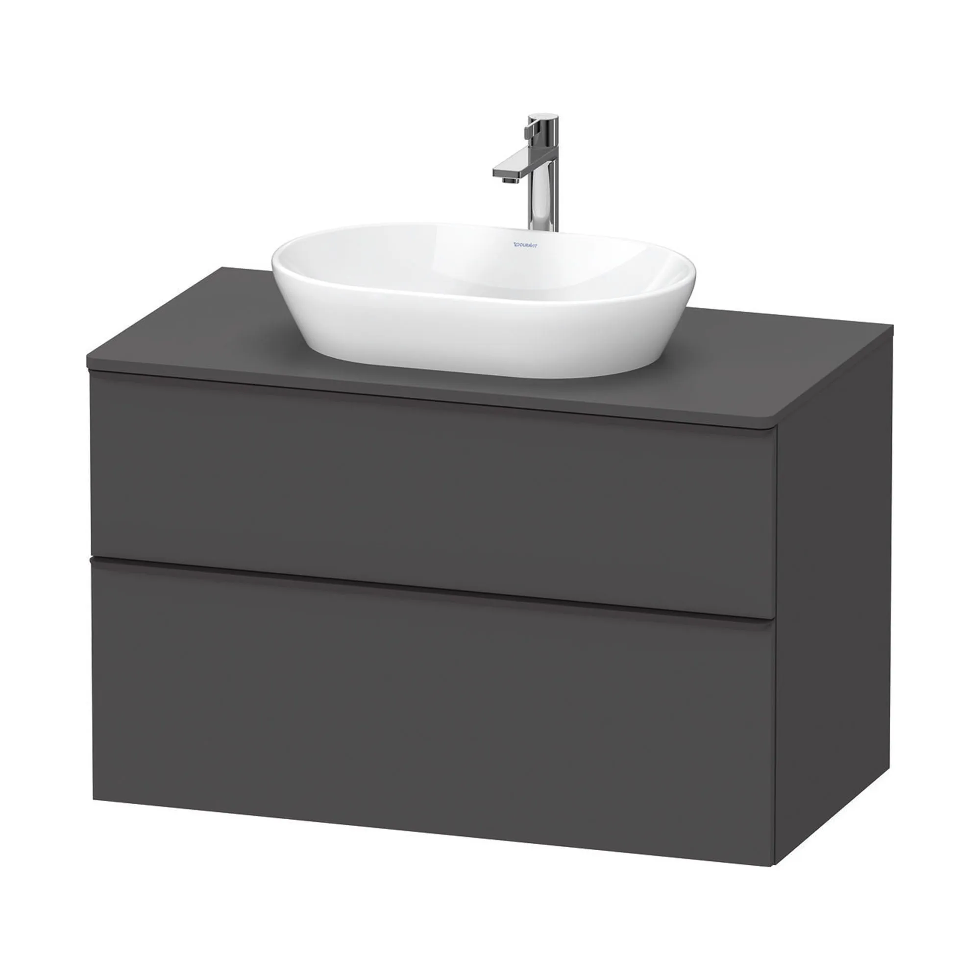 Duravit D-Neo Wall Mounted 2-Drawer Vanity Unit With Worktop - Matt Graphite