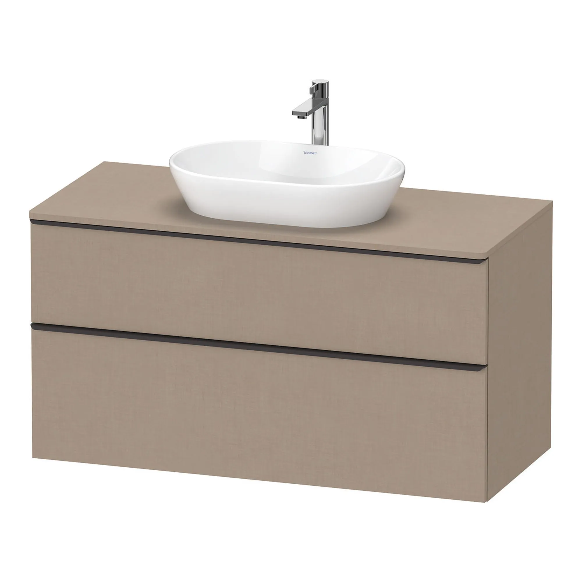 Duravit D-Neo Wall Mounted 2-Drawer Vanity Unit With Worktop - Matt Linen