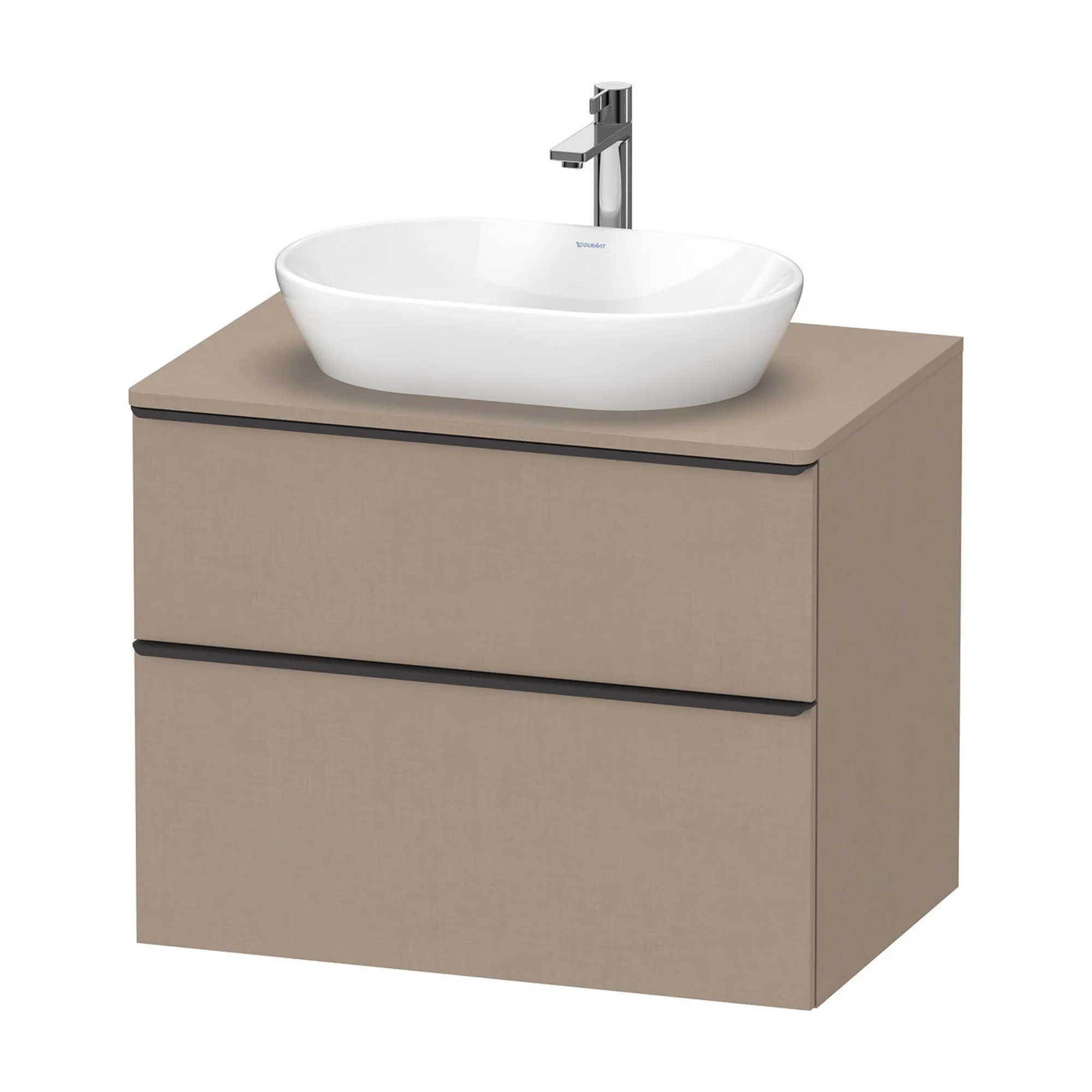 Duravit D-Neo Wall Mounted 2-Drawer Vanity Unit With Worktop - Matt Linen