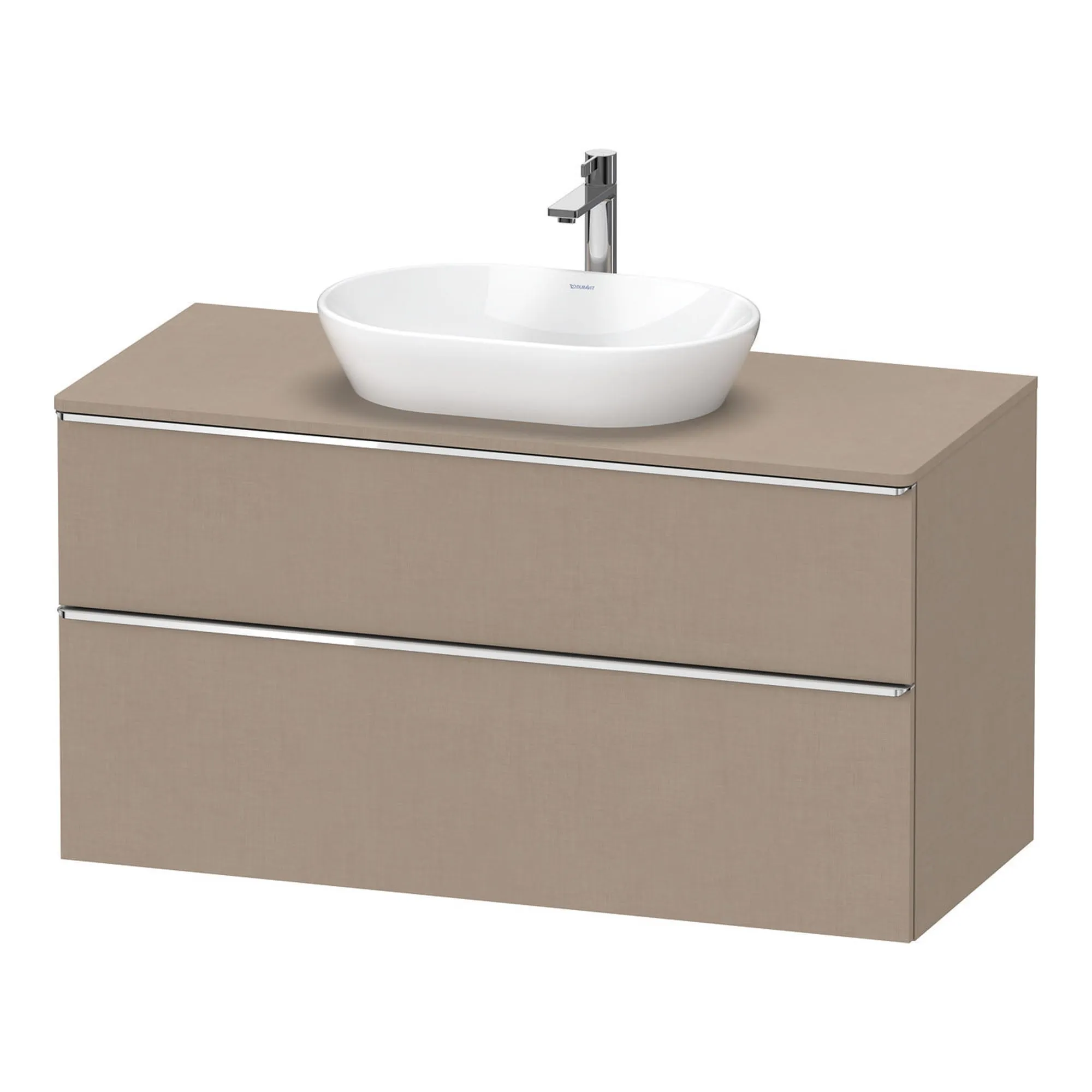 Duravit D-Neo Wall Mounted 2-Drawer Vanity Unit With Worktop - Matt Linen