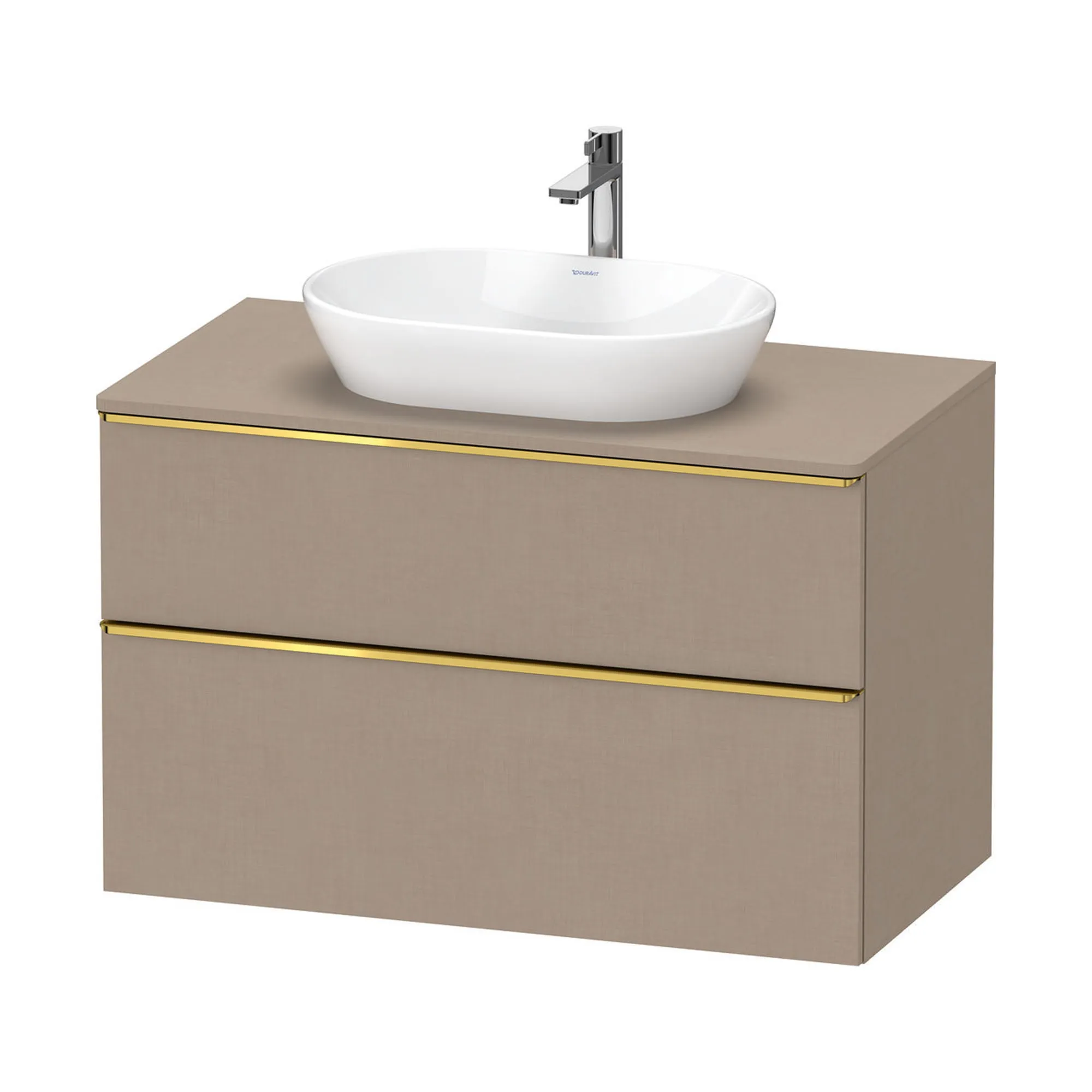 Duravit D-Neo Wall Mounted 2-Drawer Vanity Unit With Worktop - Matt Linen