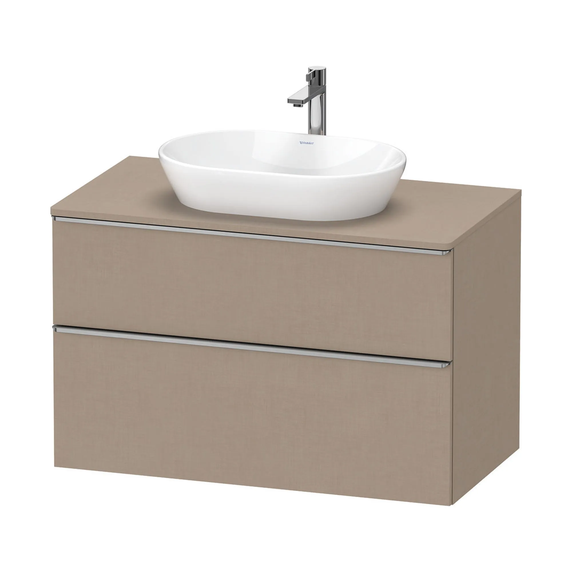 Duravit D-Neo Wall Mounted 2-Drawer Vanity Unit With Worktop - Matt Linen
