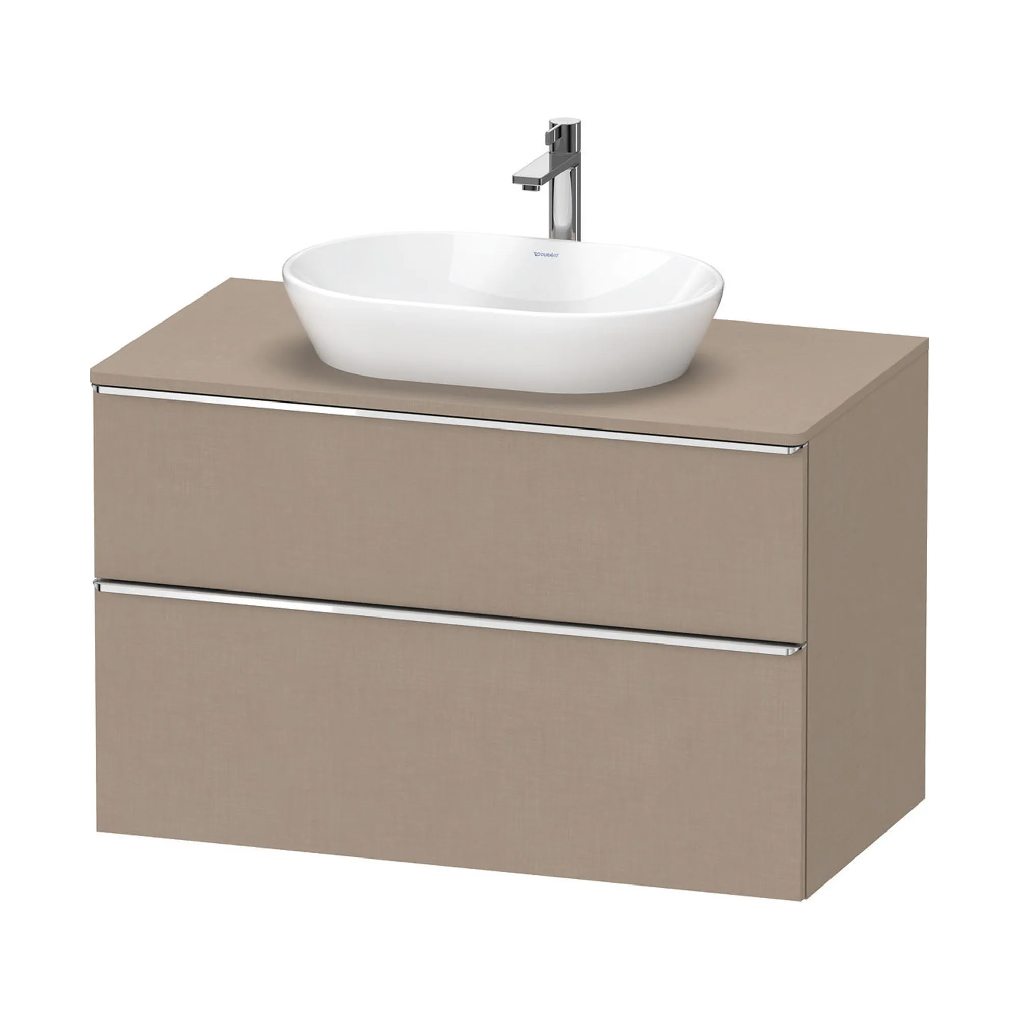 Duravit D-Neo Wall Mounted 2-Drawer Vanity Unit With Worktop - Matt Linen