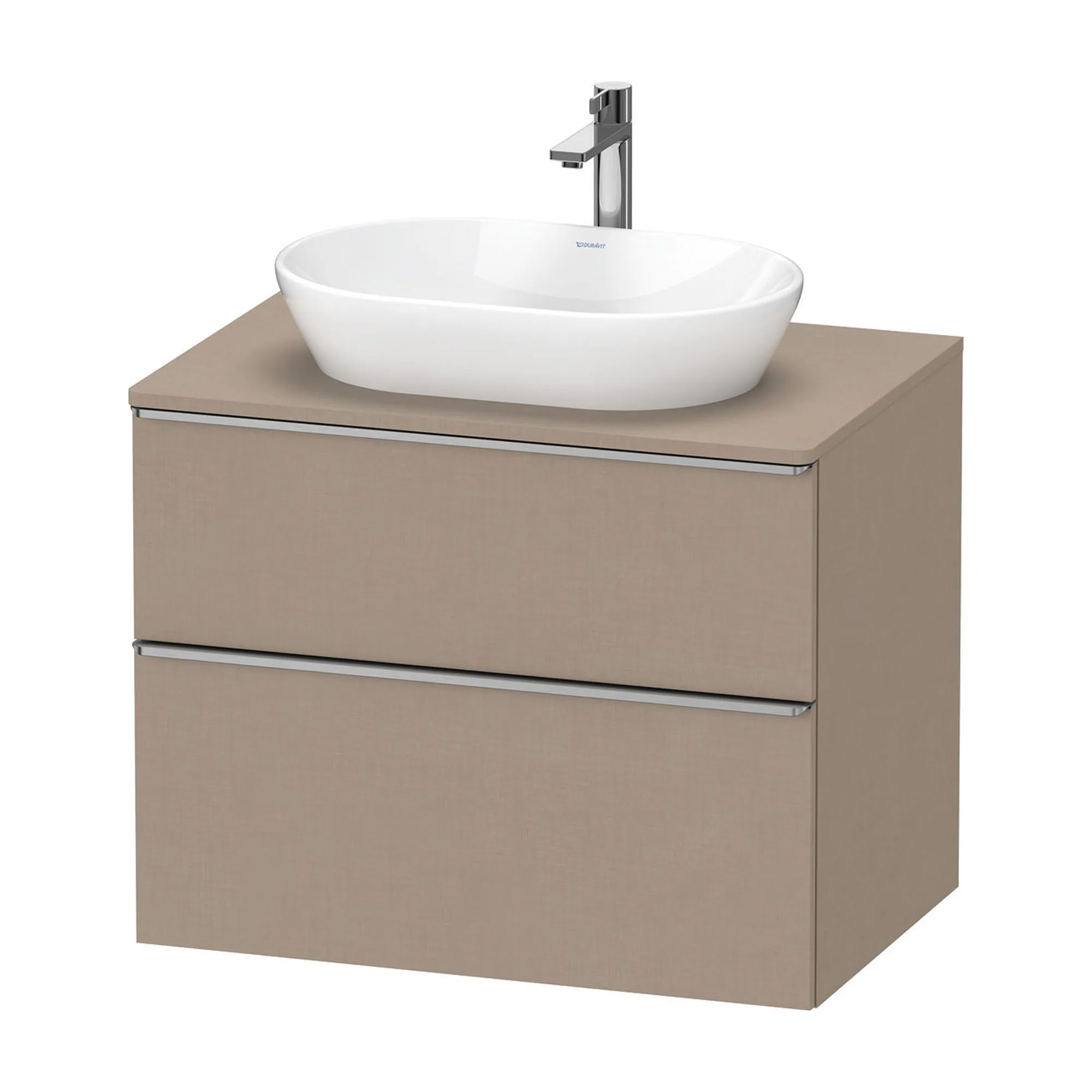 Duravit D-Neo Wall Mounted 2-Drawer Vanity Unit With Worktop - Matt Linen