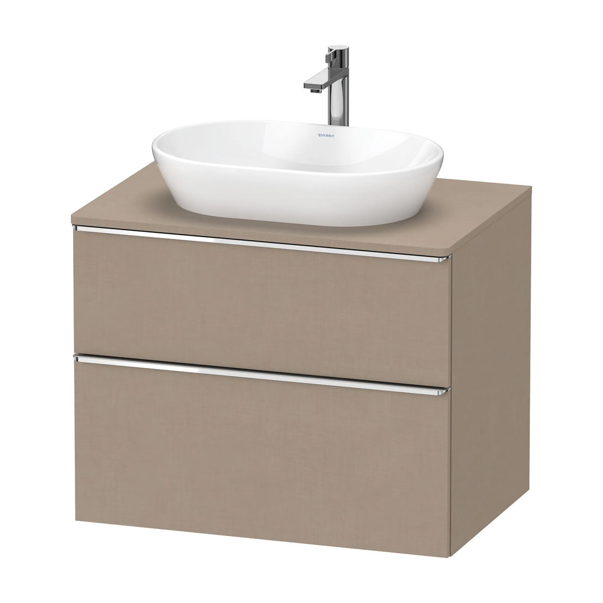 Duravit D-Neo Wall Mounted 2-Drawer Vanity Unit With Worktop - Matt Linen