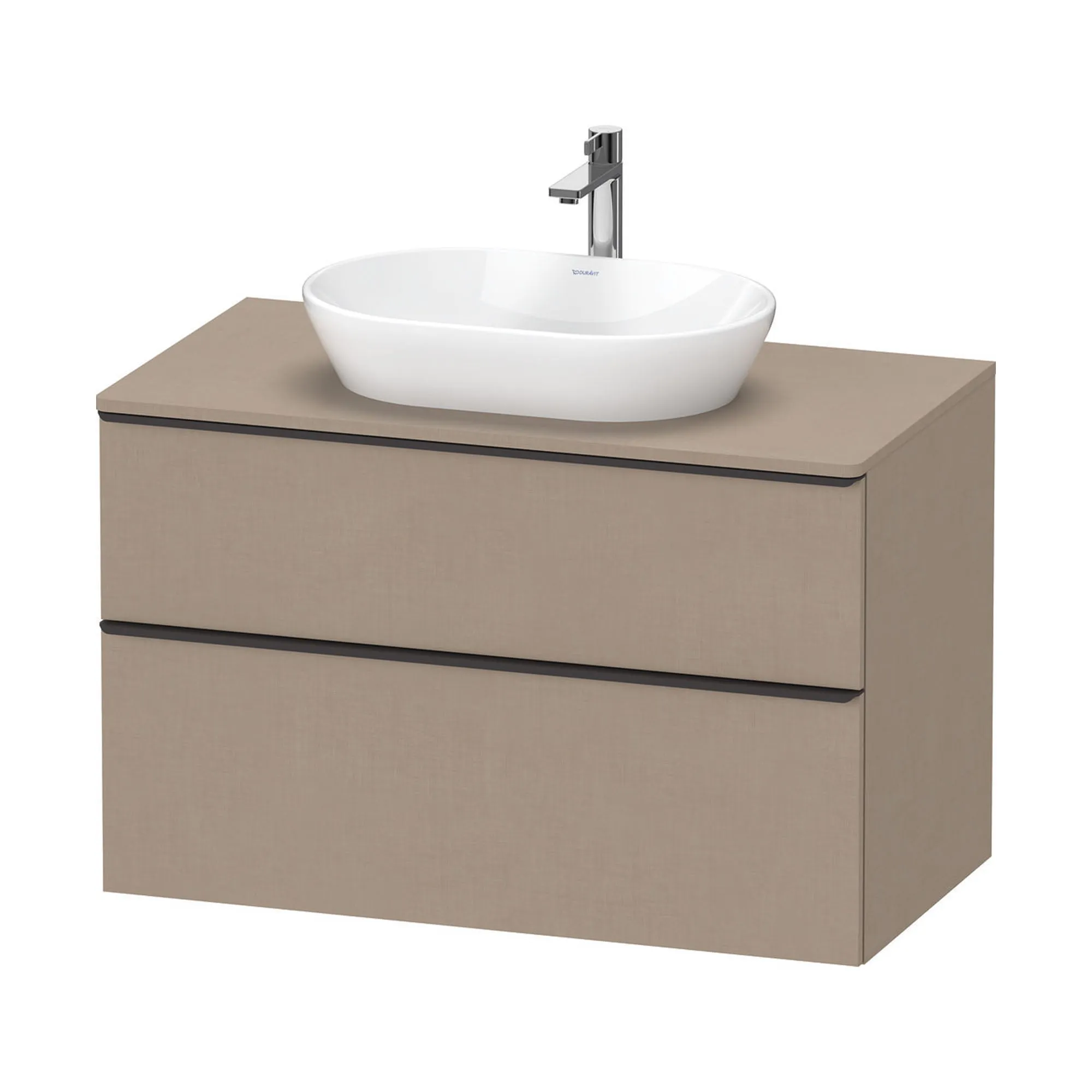 Duravit D-Neo Wall Mounted 2-Drawer Vanity Unit With Worktop - Matt Linen