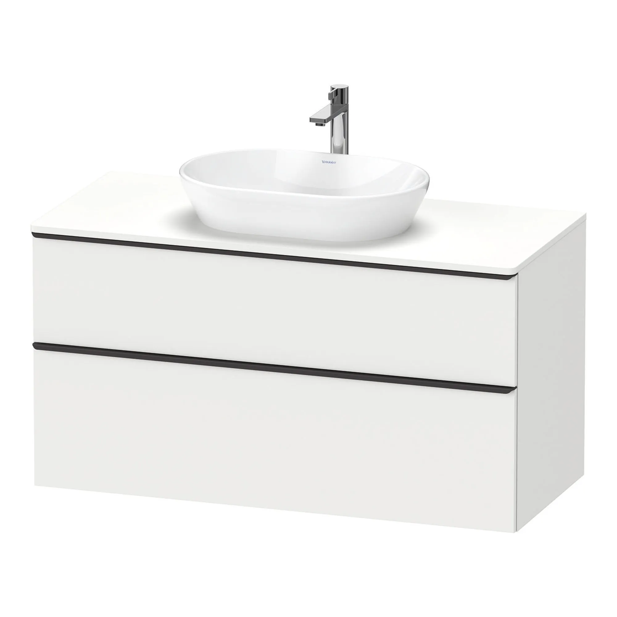 Duravit D-Neo Wall Mounted 2-Drawer Vanity Unit With Worktop - Matt White