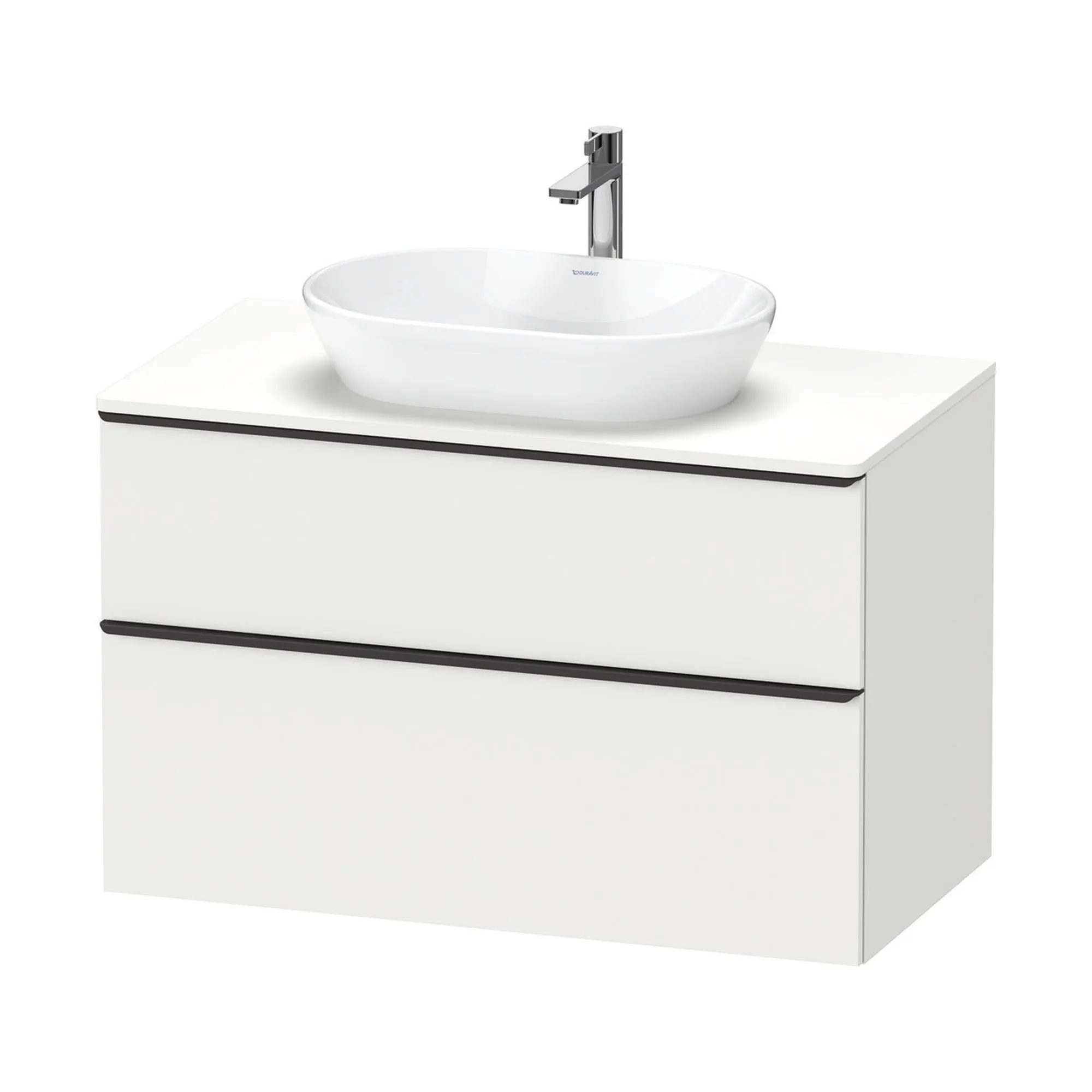 Duravit D-Neo Wall Mounted 2-Drawer Vanity Unit With Worktop - Matt White