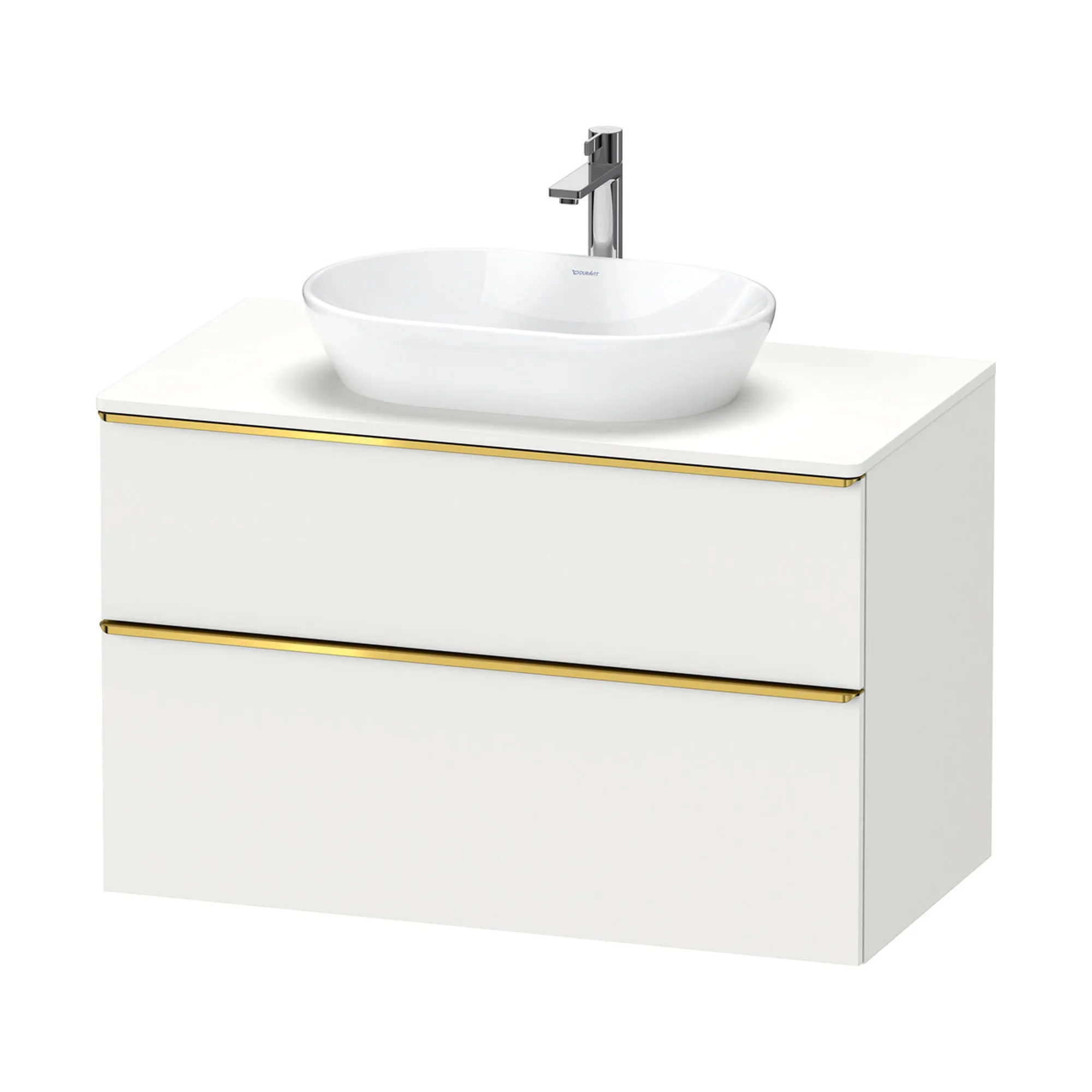 Duravit D-Neo Wall Mounted 2-Drawer Vanity Unit With Worktop - Matt White