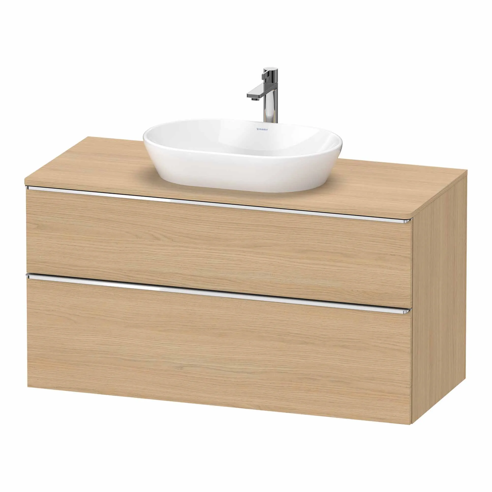 Duravit D-Neo Wall Mounted 2-Drawer Vanity Unit With Worktop - Natural Oak