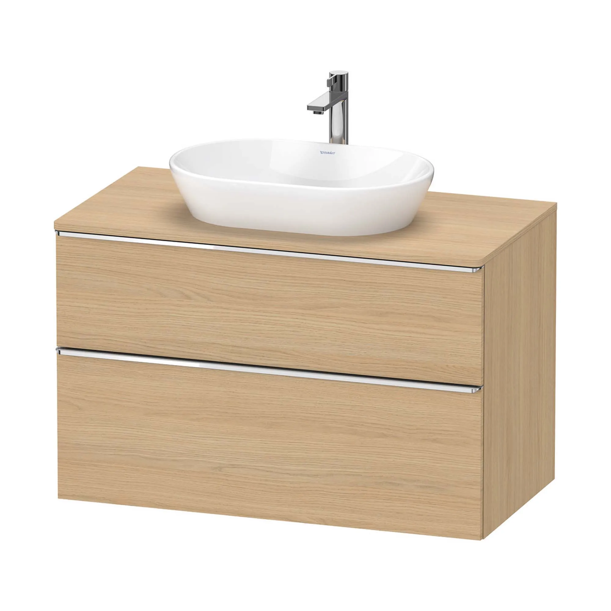 Duravit D-Neo Wall Mounted 2-Drawer Vanity Unit With Worktop - Natural Oak