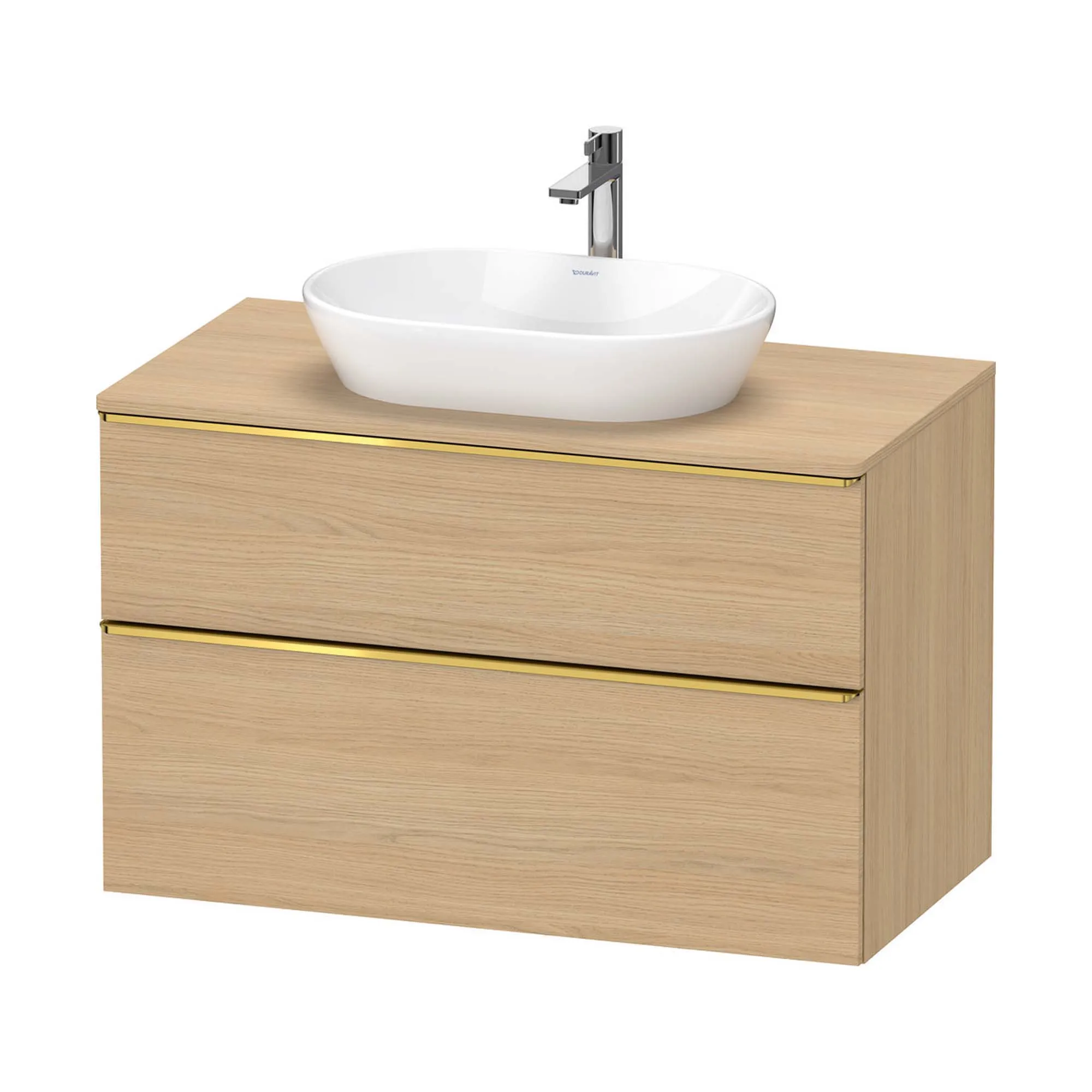 Duravit D-Neo Wall Mounted 2-Drawer Vanity Unit With Worktop - Natural Oak