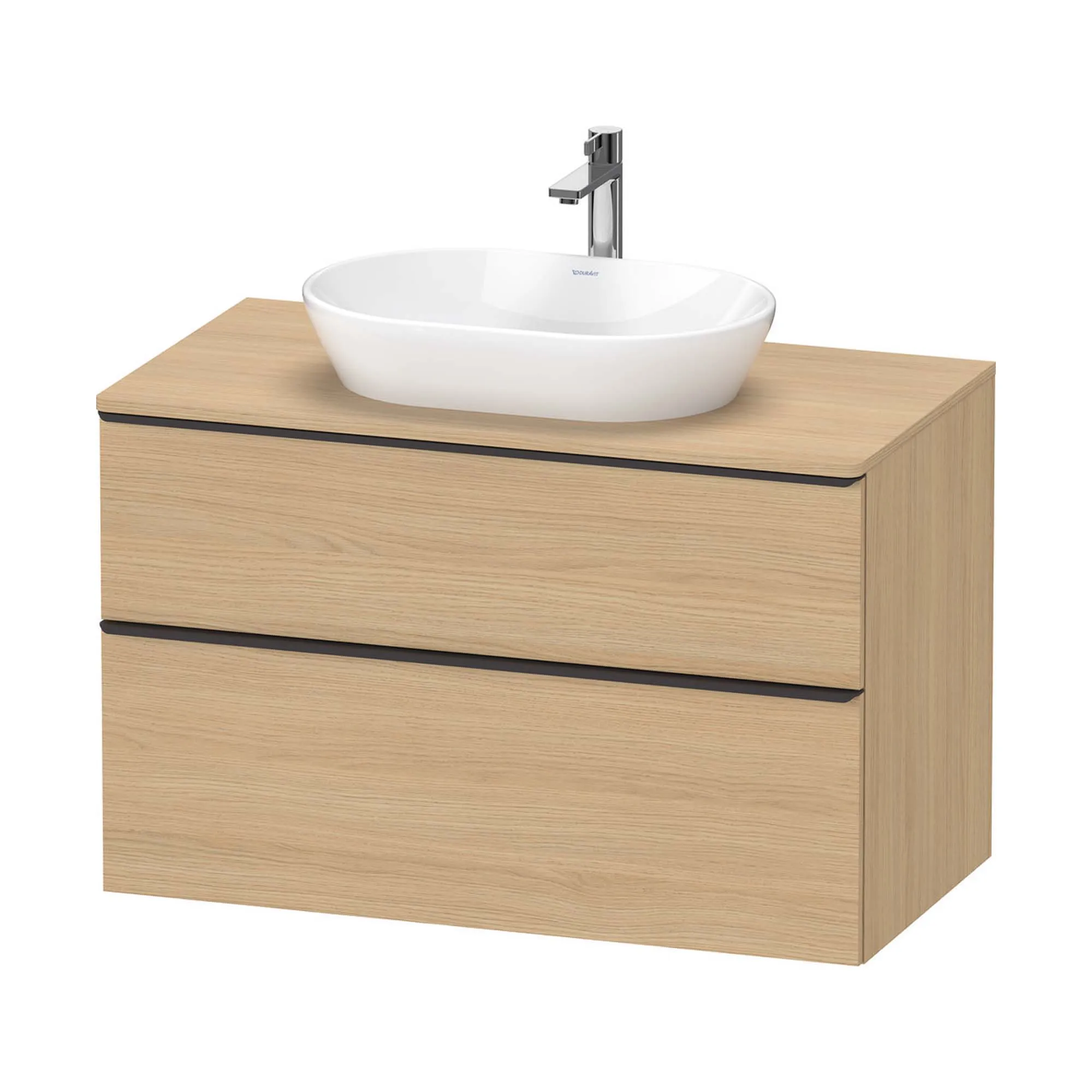 Duravit D-Neo Wall Mounted 2-Drawer Vanity Unit With Worktop - Natural Oak