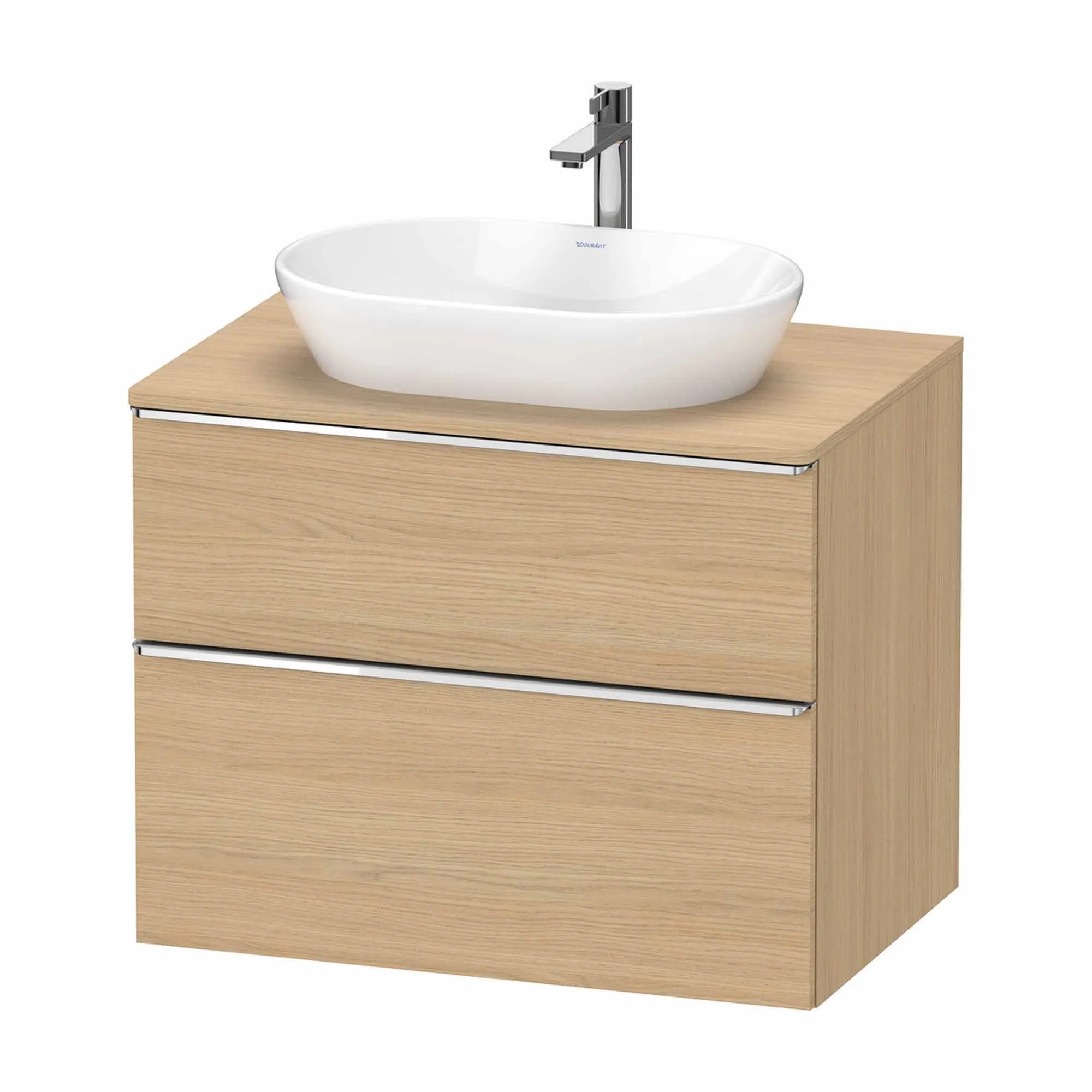 Duravit D-Neo Wall Mounted 2-Drawer Vanity Unit With Worktop - Natural Oak