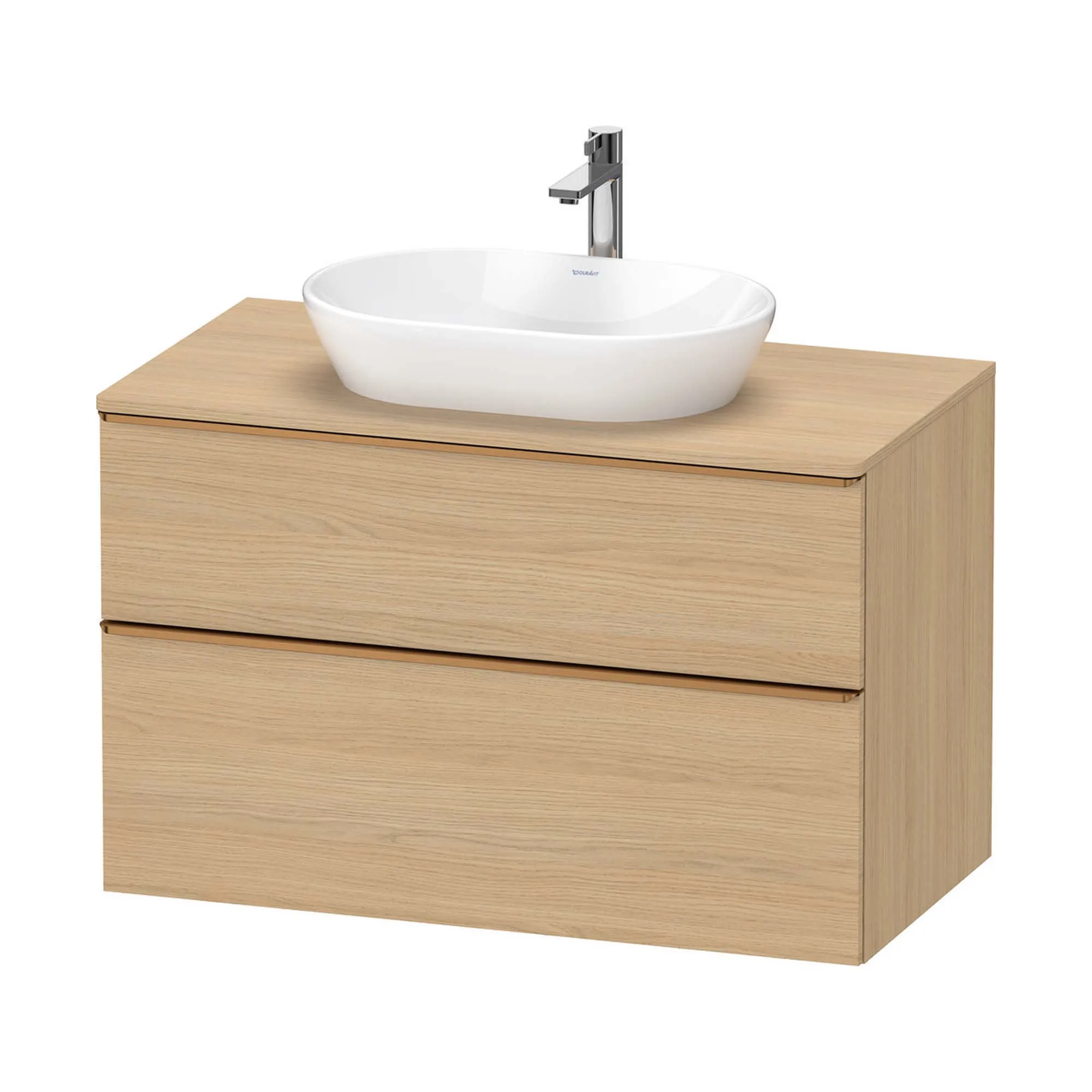 Duravit D-Neo Wall Mounted 2-Drawer Vanity Unit With Worktop - Natural Oak