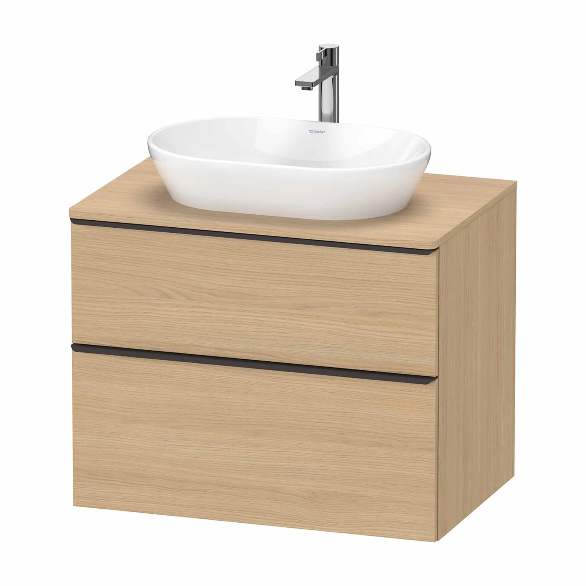 Duravit D-Neo Wall Mounted 2-Drawer Vanity Unit With Worktop - Natural Oak