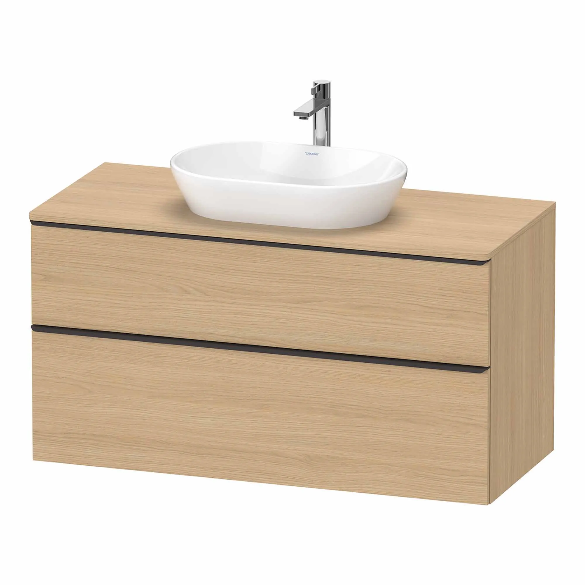 Duravit D-Neo Wall Mounted 2-Drawer Vanity Unit With Worktop - Natural Oak