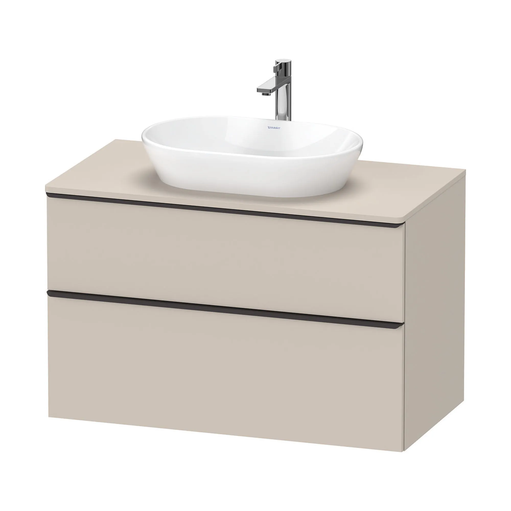 Duravit D-Neo Wall Mounted 2-Drawer Vanity Unit With Worktop - Taupe