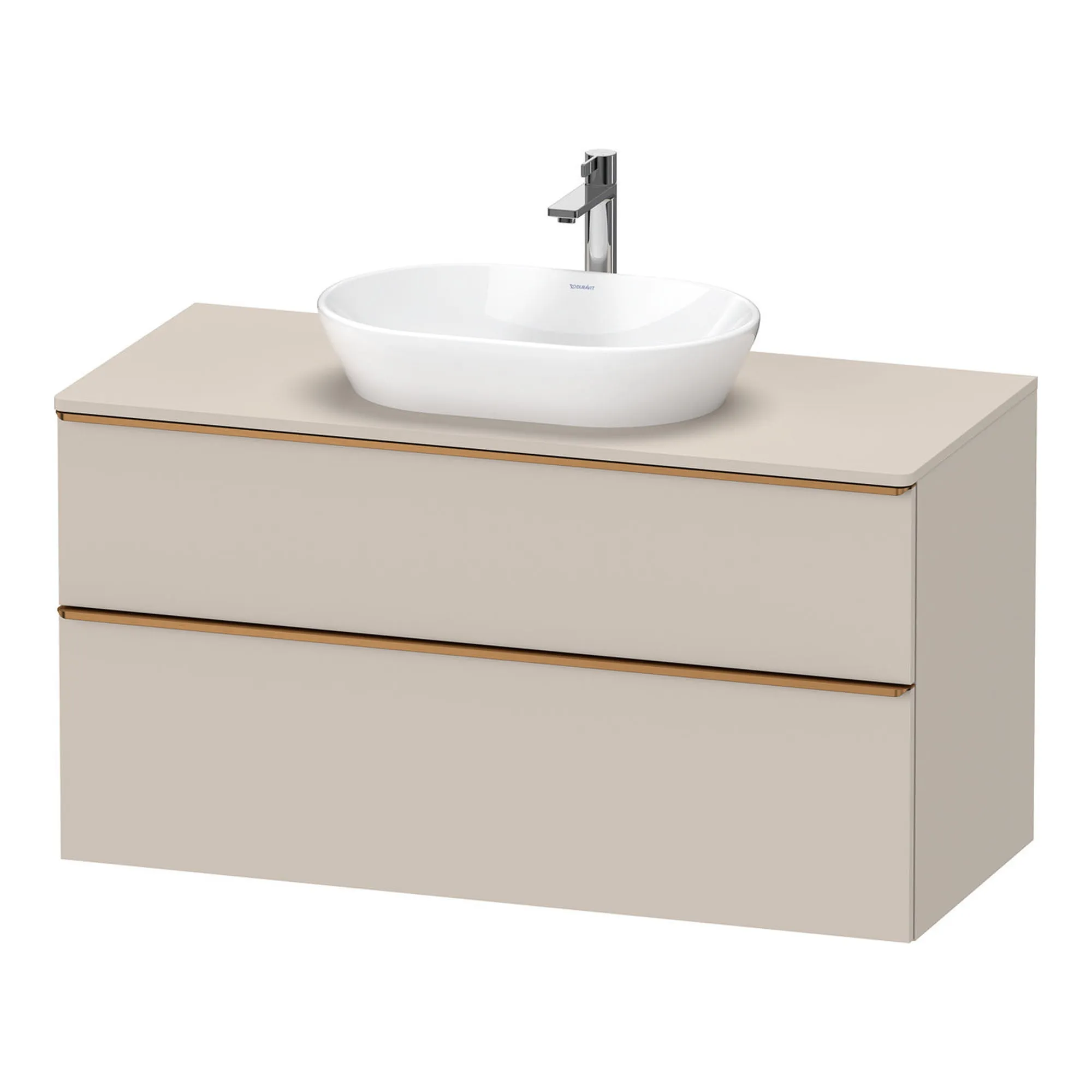 Duravit D-Neo Wall Mounted 2-Drawer Vanity Unit With Worktop - Taupe