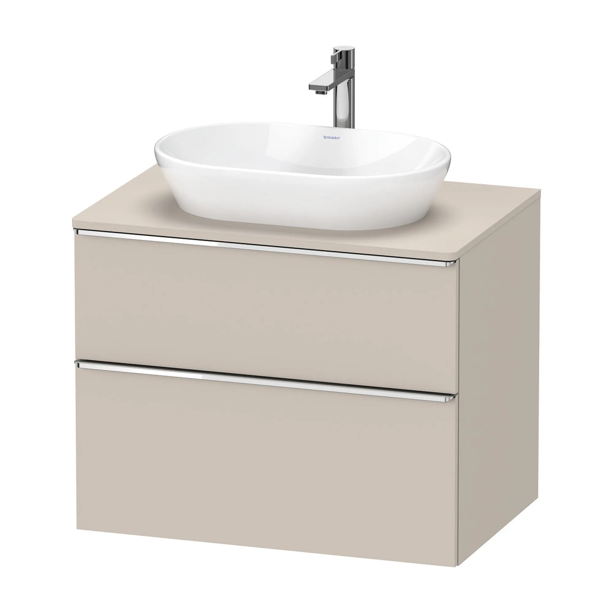 Duravit D-Neo Wall Mounted 2-Drawer Vanity Unit With Worktop - Taupe