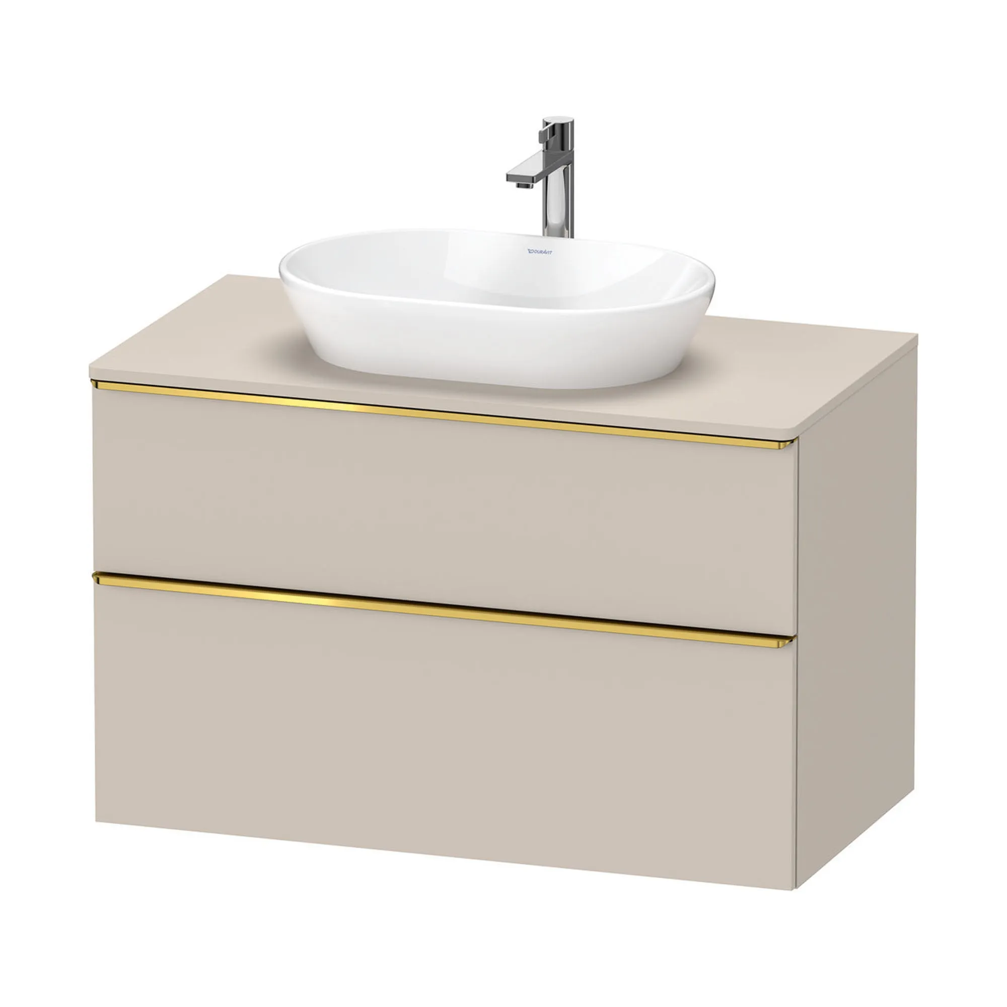 Duravit D-Neo Wall Mounted 2-Drawer Vanity Unit With Worktop - Taupe