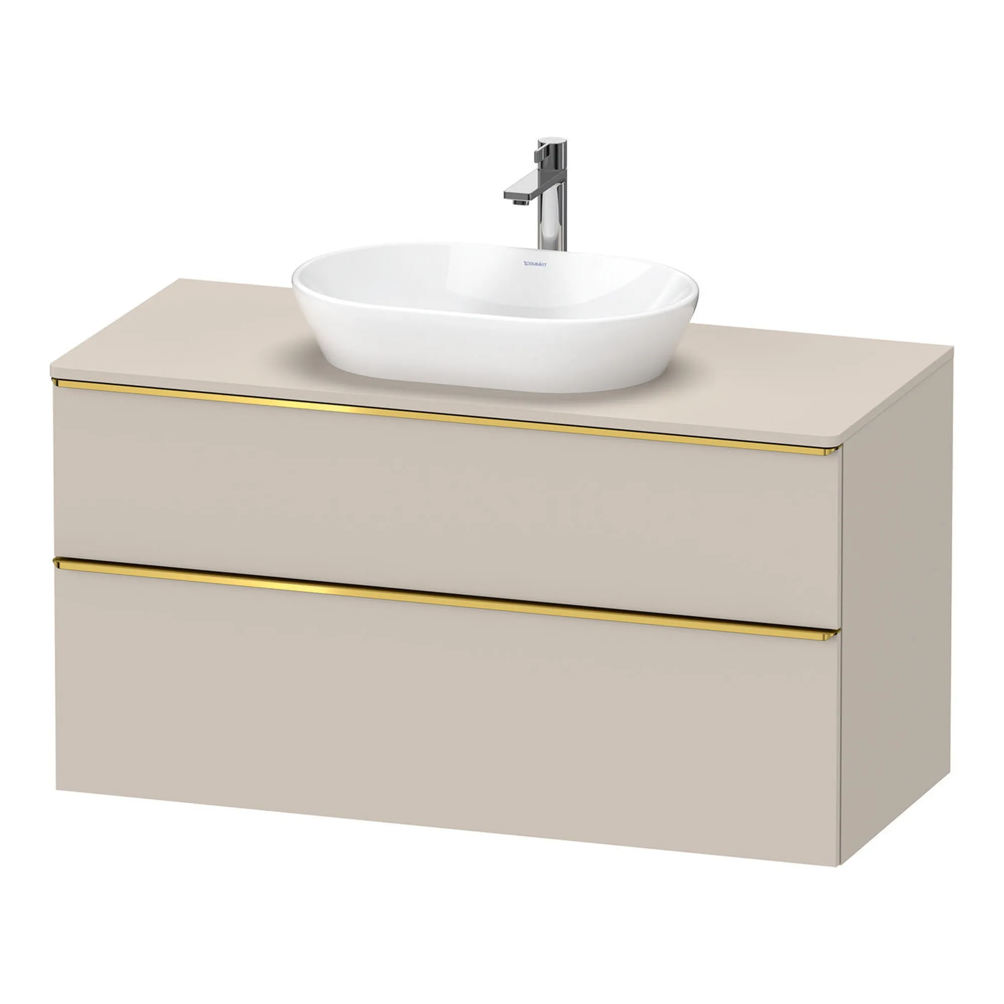 Duravit D-Neo Wall Mounted 2-Drawer Vanity Unit With Worktop - Taupe