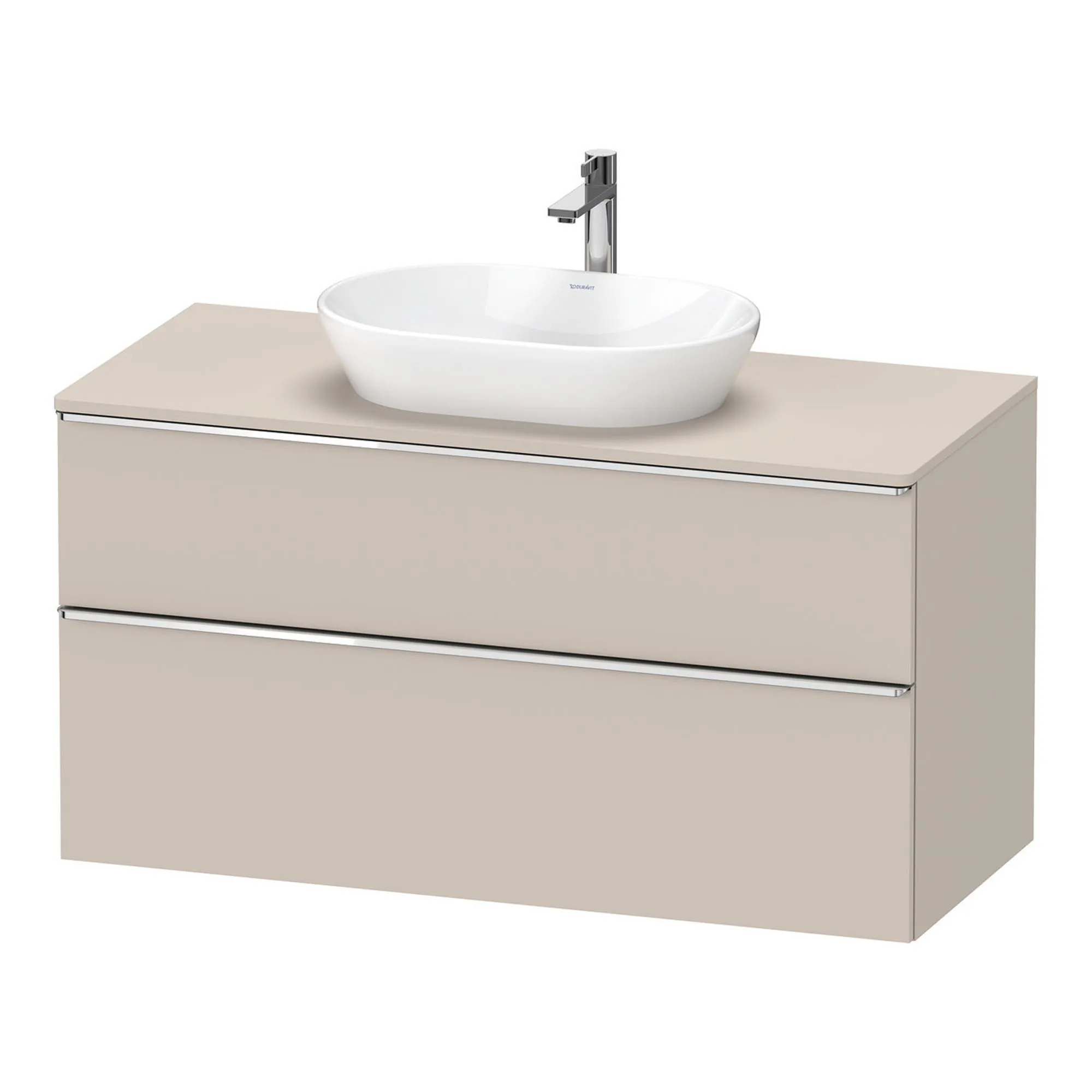 Duravit D-Neo Wall Mounted 2-Drawer Vanity Unit With Worktop - Taupe
