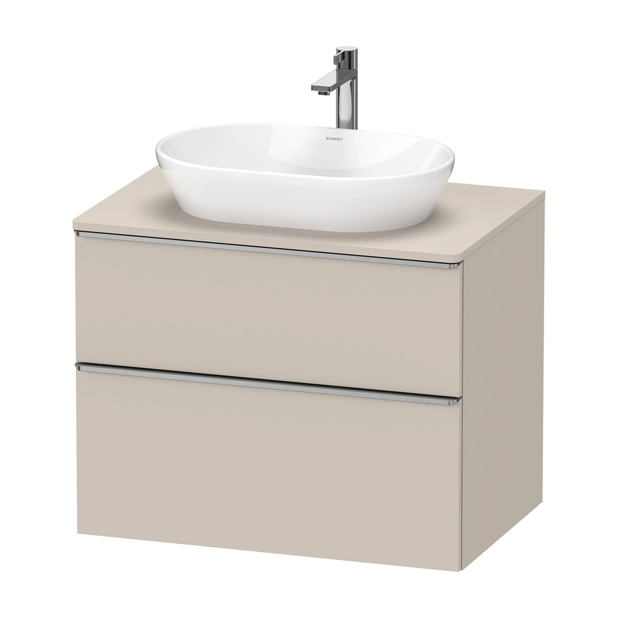 Duravit D-Neo Wall Mounted 2-Drawer Vanity Unit With Worktop - Taupe