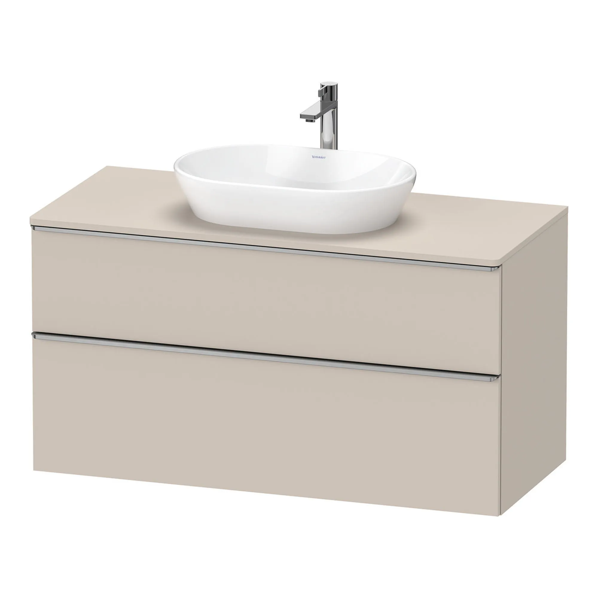 Duravit D-Neo Wall Mounted 2-Drawer Vanity Unit With Worktop - Taupe