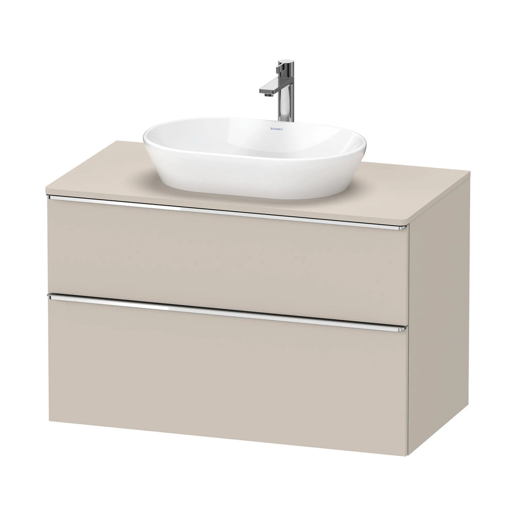 Duravit D-Neo Wall Mounted 2-Drawer Vanity Unit With Worktop - Taupe