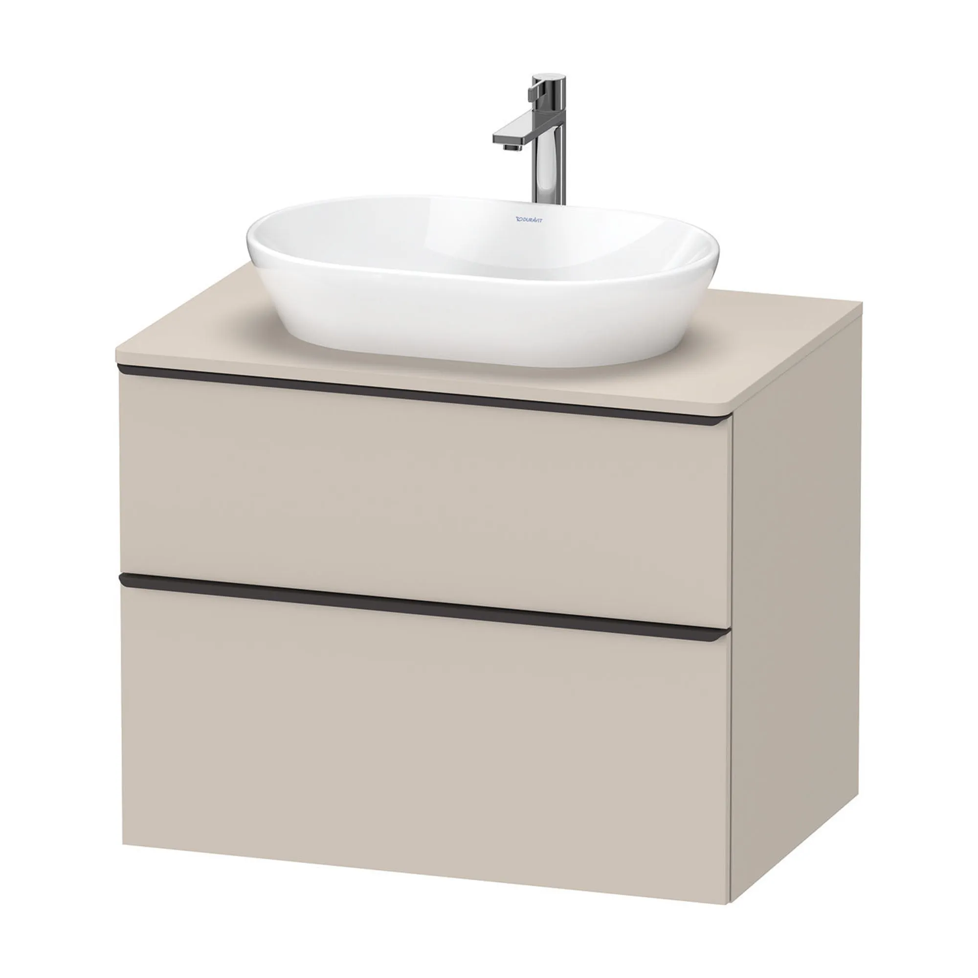 Duravit D-Neo Wall Mounted 2-Drawer Vanity Unit With Worktop - Taupe