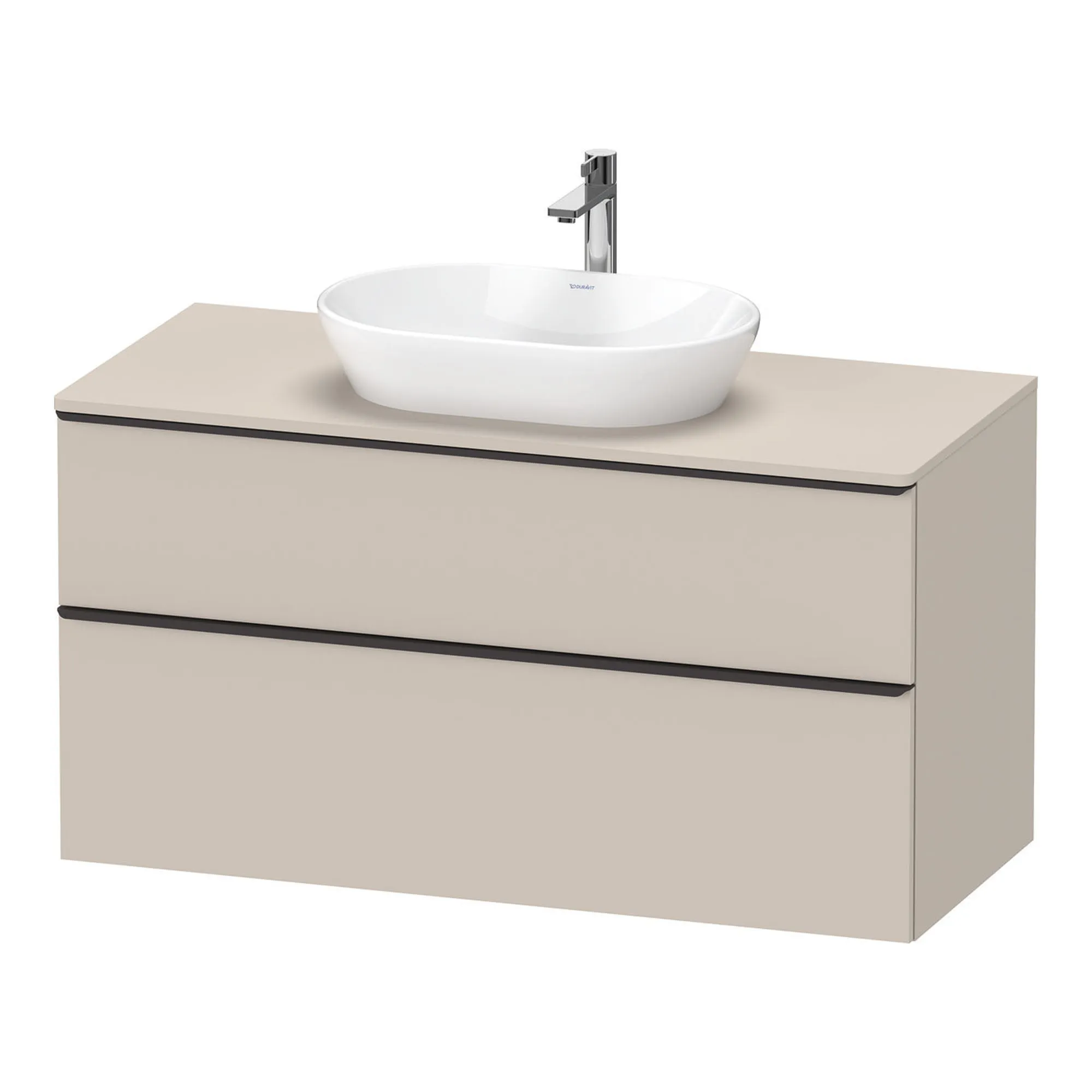 Duravit D-Neo Wall Mounted 2-Drawer Vanity Unit With Worktop - Taupe