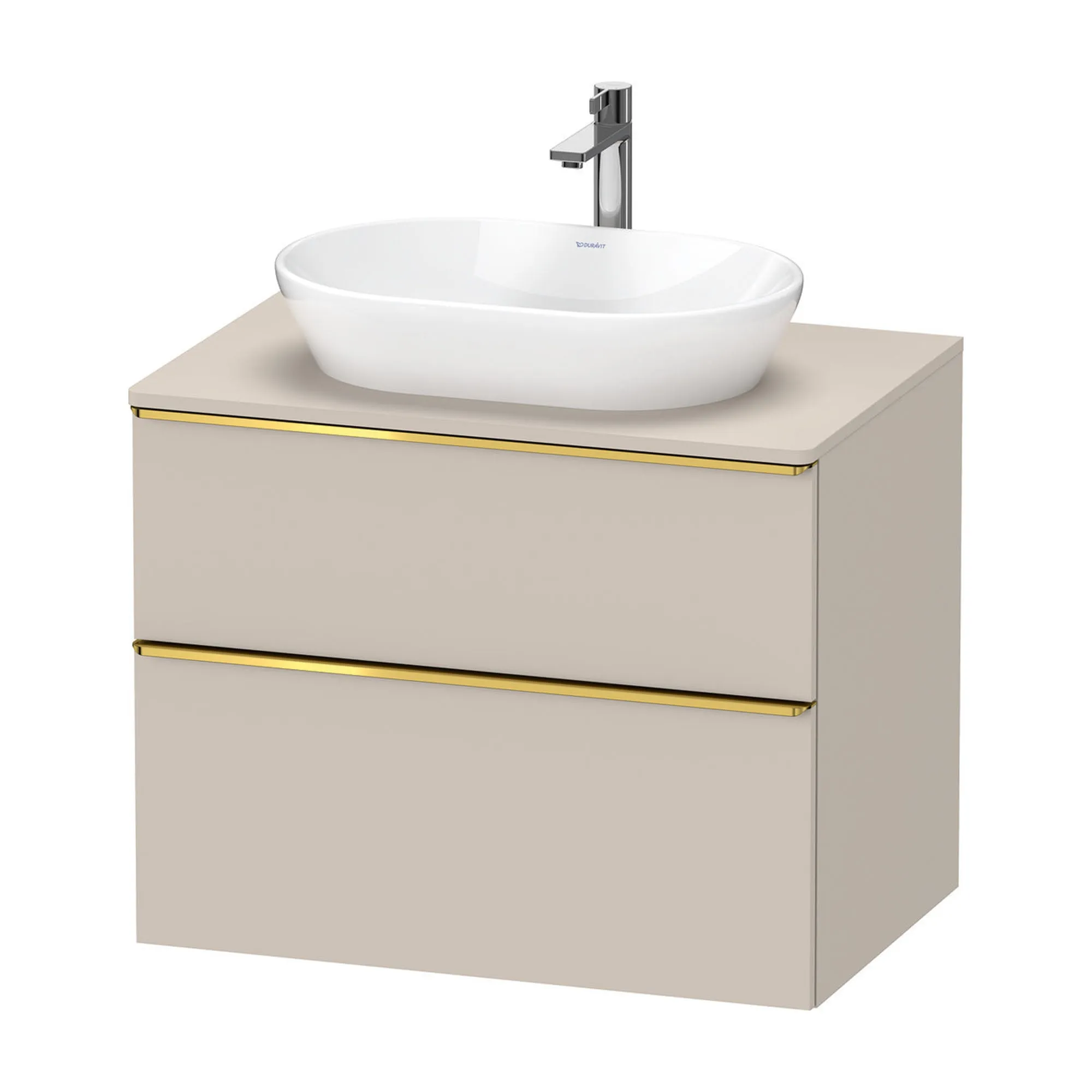 Duravit D-Neo Wall Mounted 2-Drawer Vanity Unit With Worktop - Taupe