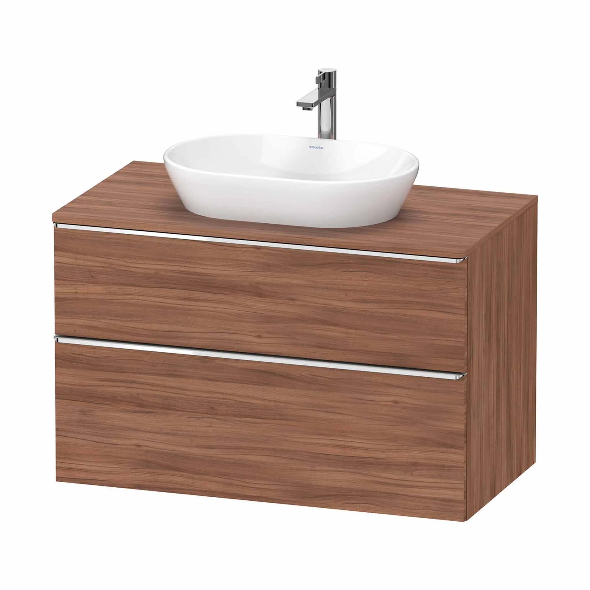 Duravit D-Neo Wall Mounted 2-Drawer Vanity Unit With Worktop - Walnut
