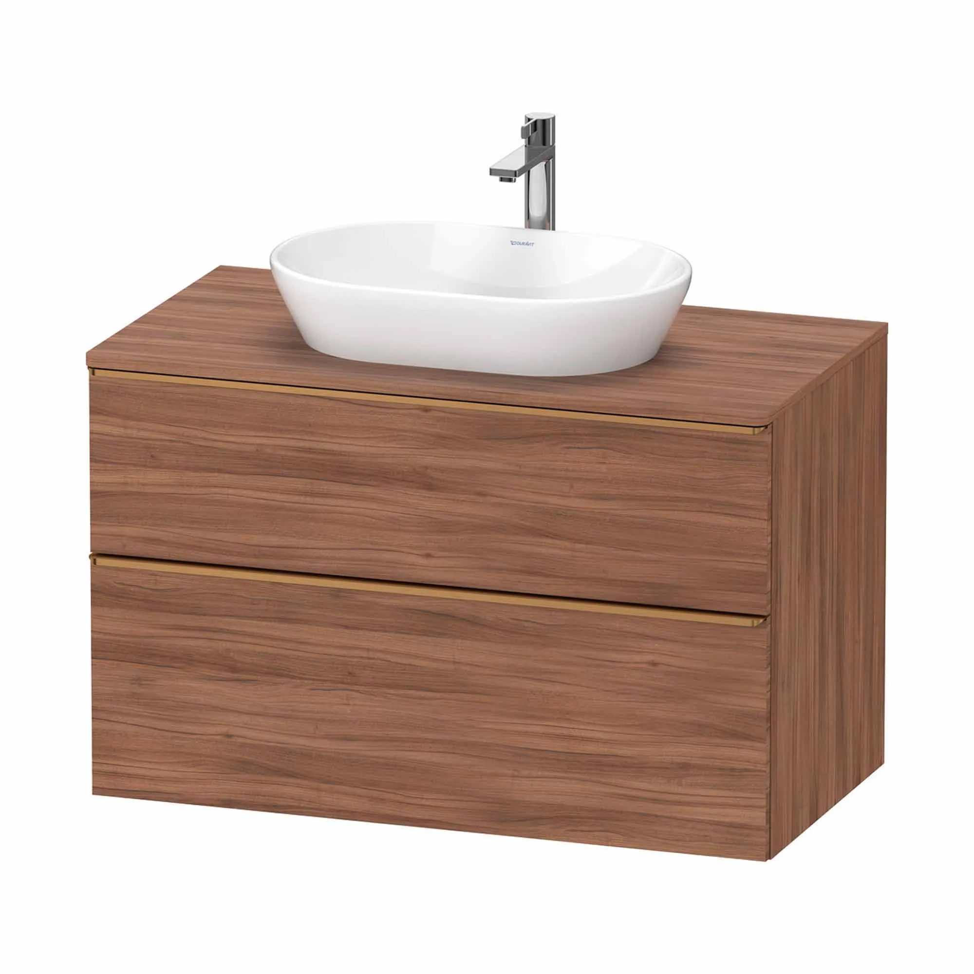 Duravit D-Neo Wall Mounted 2-Drawer Vanity Unit With Worktop - Walnut