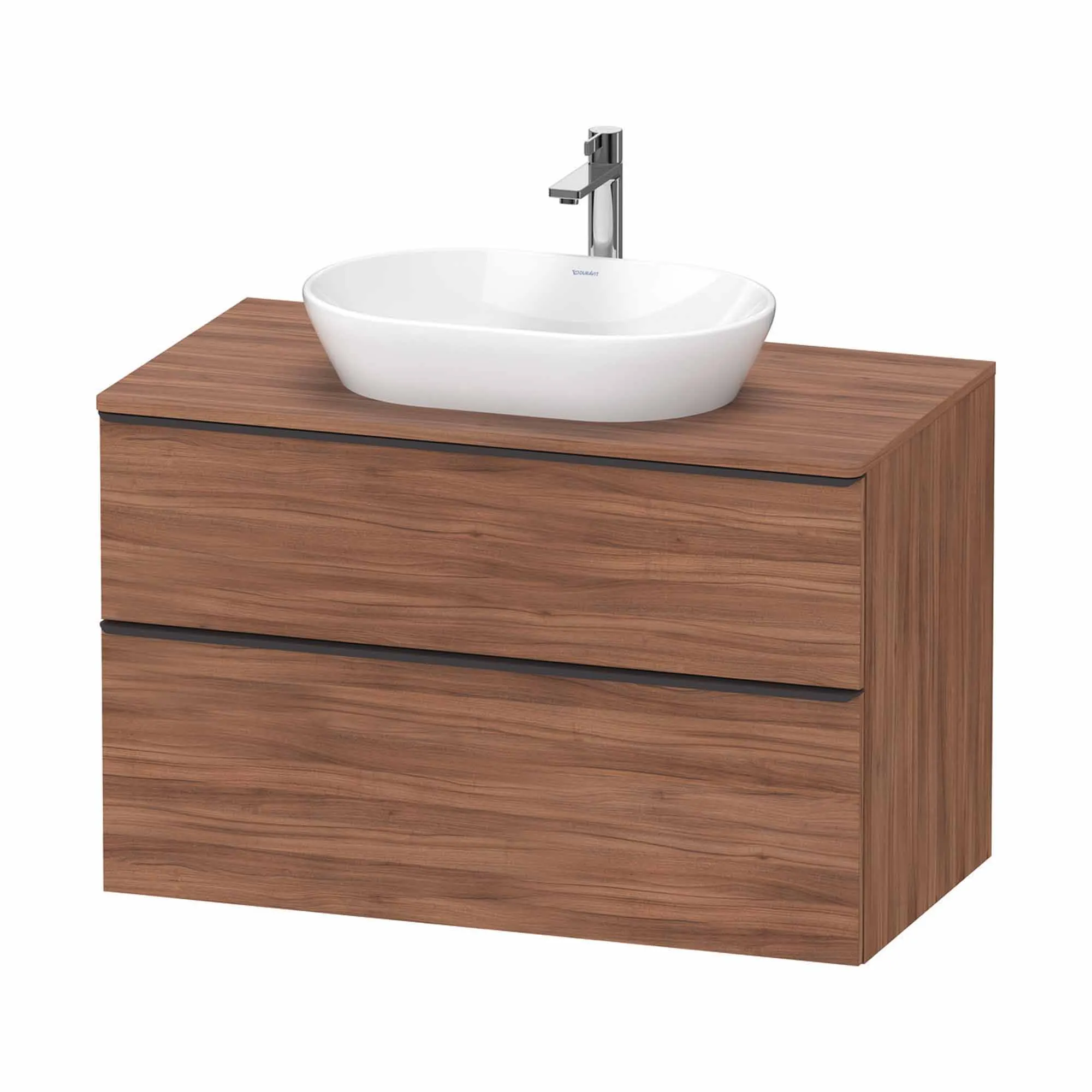Duravit D-Neo Wall Mounted 2-Drawer Vanity Unit With Worktop - Walnut