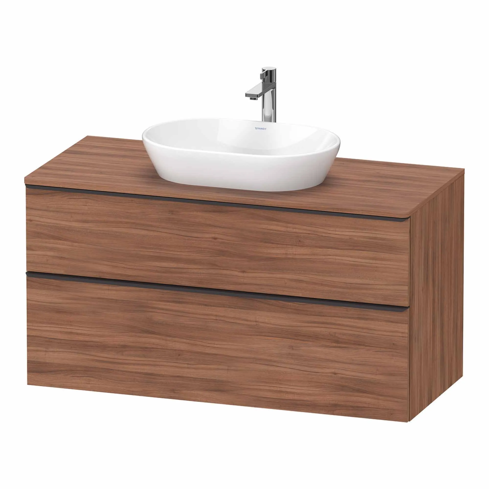Duravit D-Neo Wall Mounted 2-Drawer Vanity Unit With Worktop - Walnut