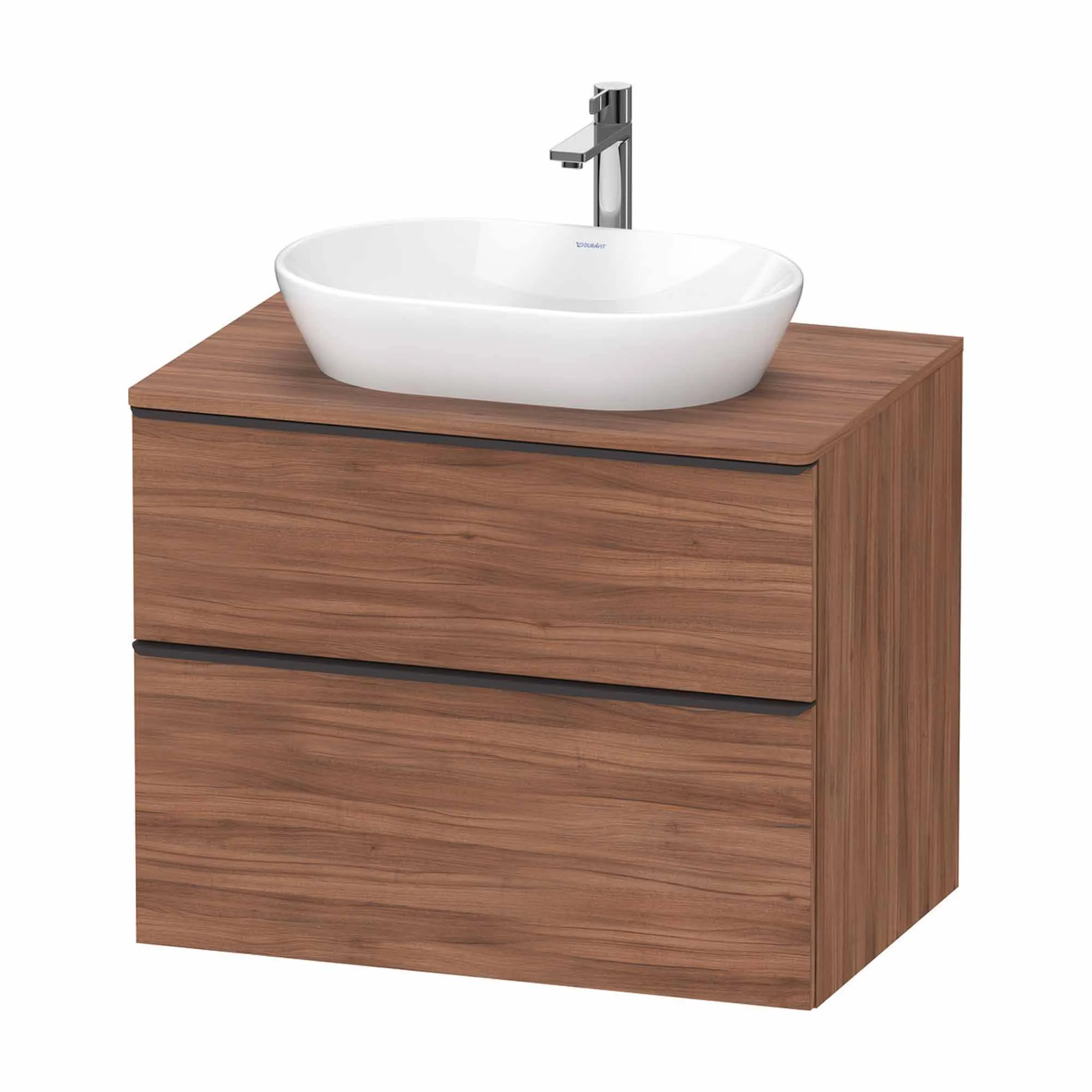 Duravit D-Neo Wall Mounted 2-Drawer Vanity Unit With Worktop - Walnut