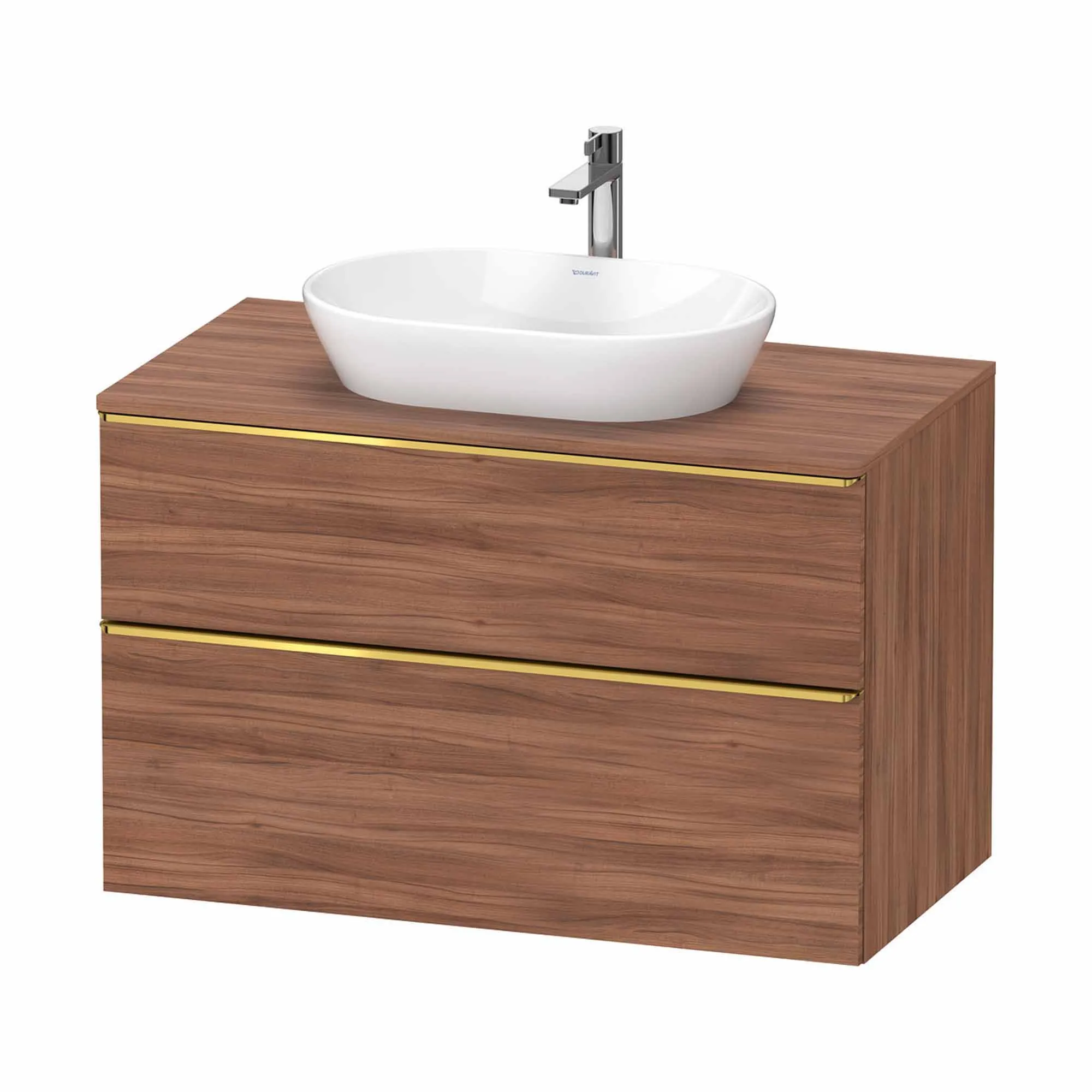 Duravit D-Neo Wall Mounted 2-Drawer Vanity Unit With Worktop - Walnut