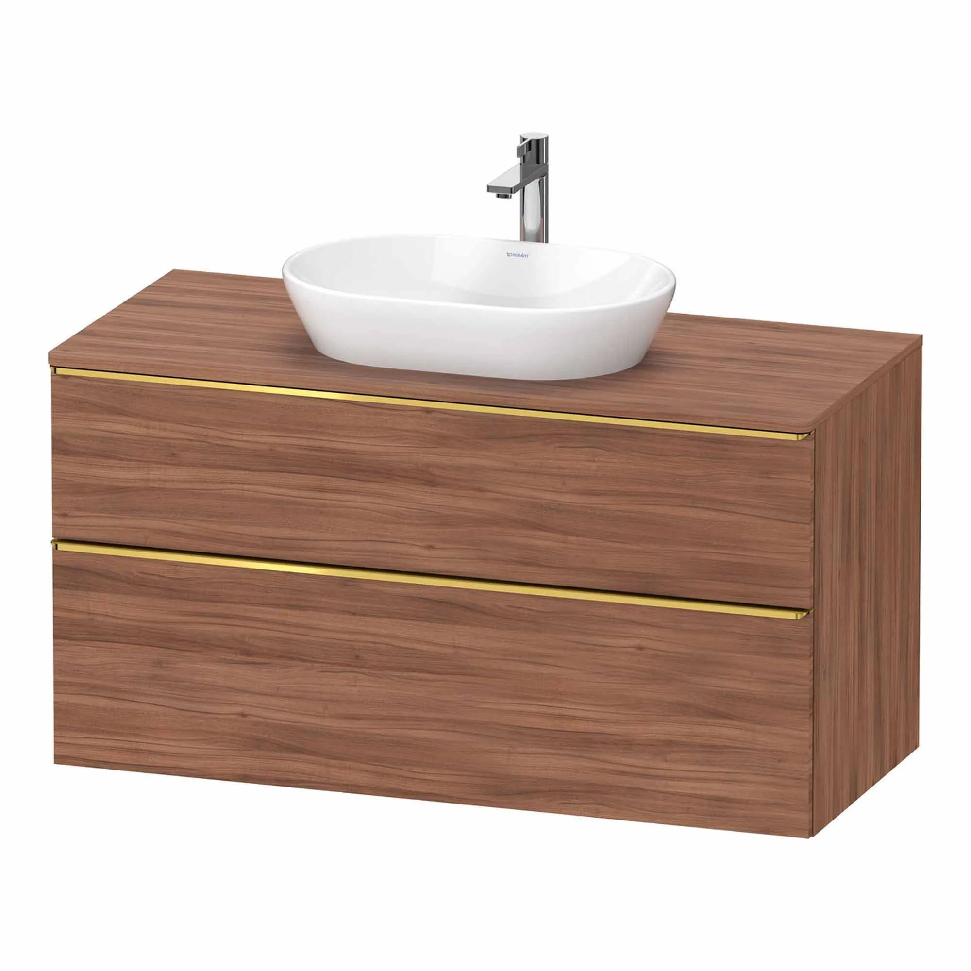 Duravit D-Neo Wall Mounted 2-Drawer Vanity Unit With Worktop - Walnut
