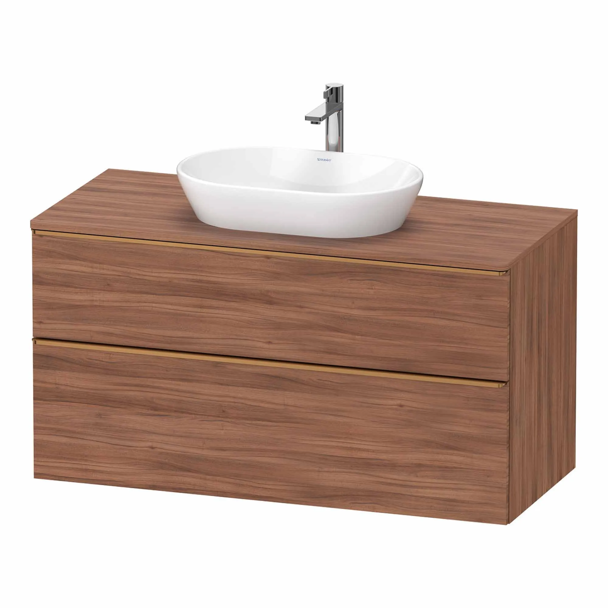 Duravit D-Neo Wall Mounted 2-Drawer Vanity Unit With Worktop - Walnut