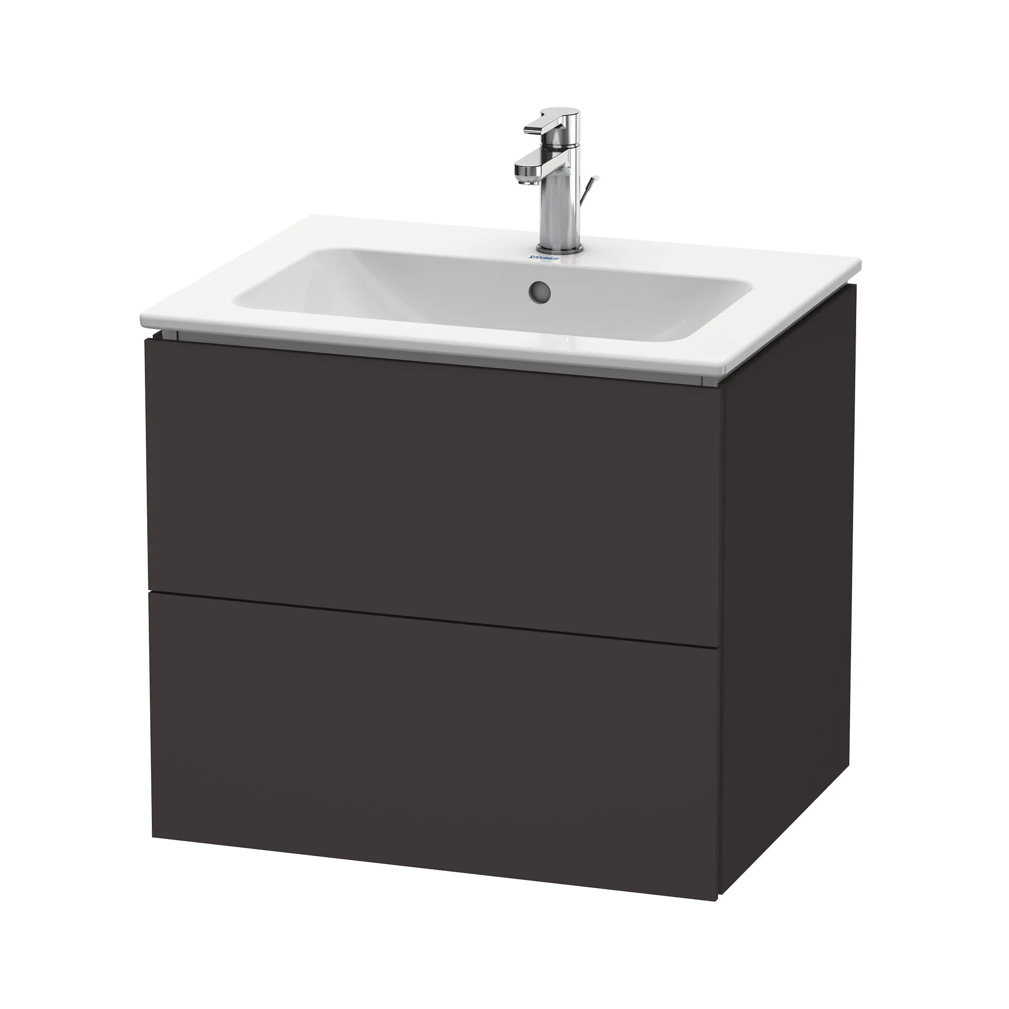 Duravit L-Cube Wall Mounted 2-Drawer Vanity Unit With Ceramic Basin - Graphite Super Matt