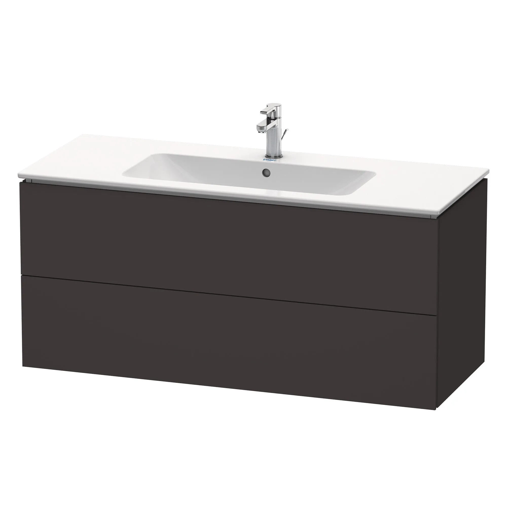 Duravit L-Cube Wall Mounted 2-Drawer Vanity Unit With Ceramic Basin - Graphite Super Matt